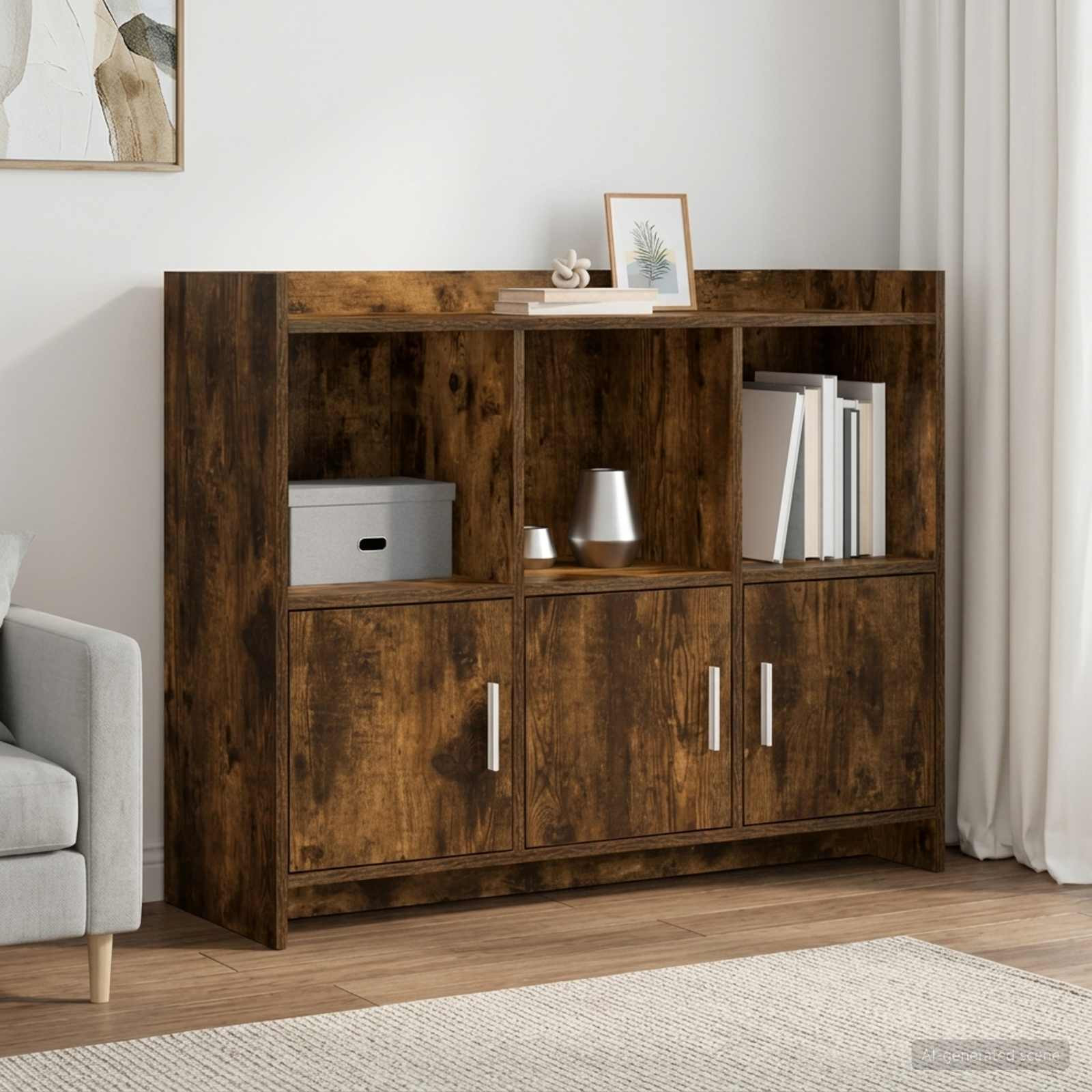 vidaXL Sideboard Geräucherte Eiche 98,5 x 33 x 80 cm Holzwerkstoff