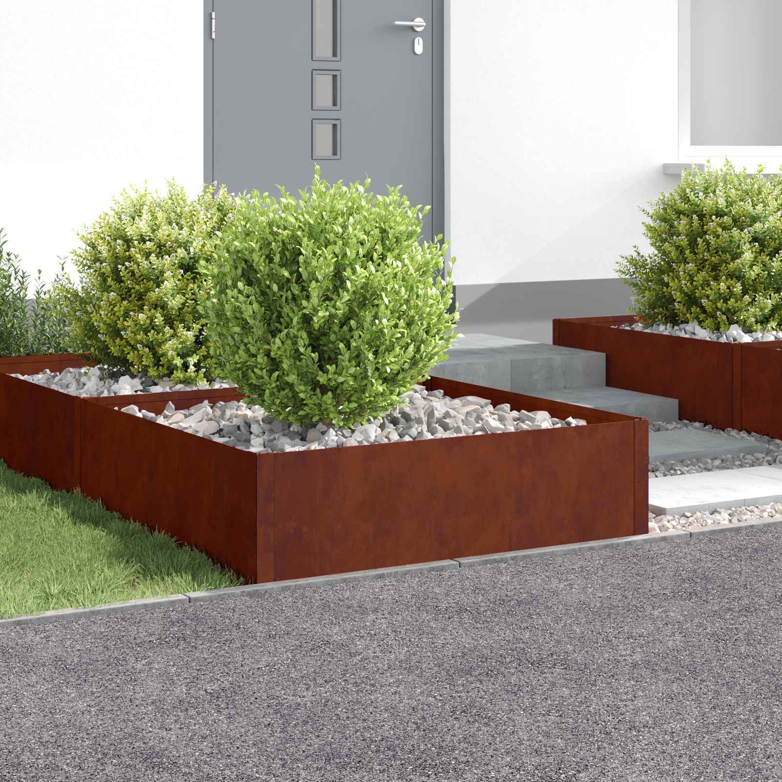vidaXL Raseneinfassung 4 pcs 100 x 100 x 35 cm Stahl Rostig