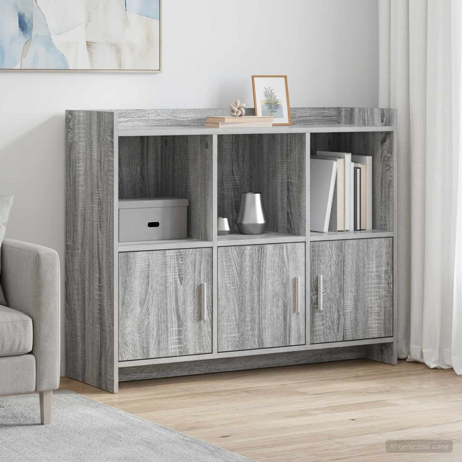 vidaXL Sideboard Grau Sonoma 98,5 x 33 x 80 cm Holzwerkstoff