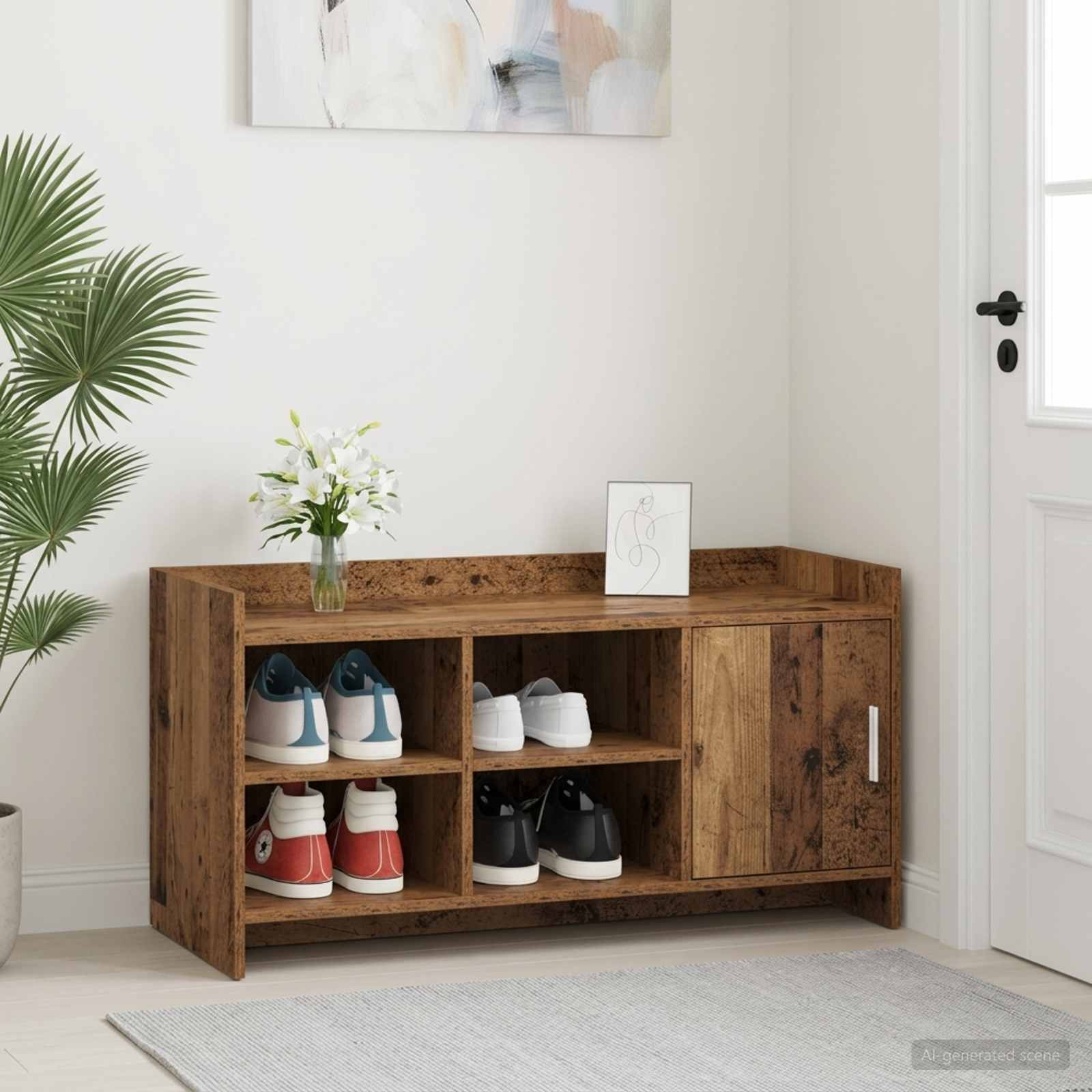 vidaXL Schuhschrank mit Tür Altholz 100 x 39,5 x 51 cm Holzwerkstoff