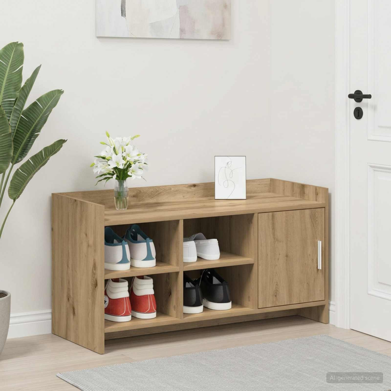 vidaXL Schuhschrank 100 x 39,5 x 51 cm Holzwerkstoff Artisan-Eiche