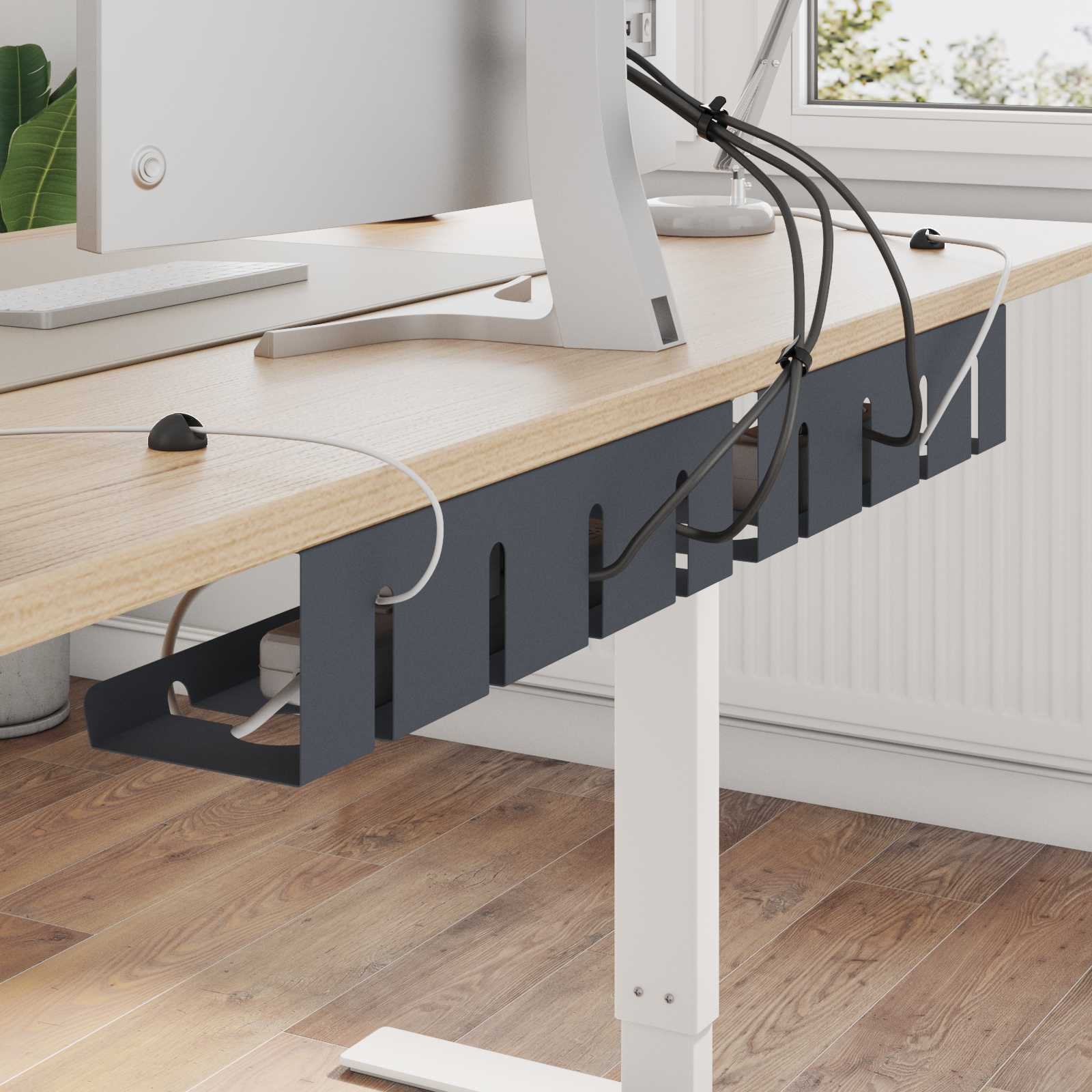 vidaXL Unter dem Schreibtisch Kabelmanagement Tray 2 Stk. Anthrazit