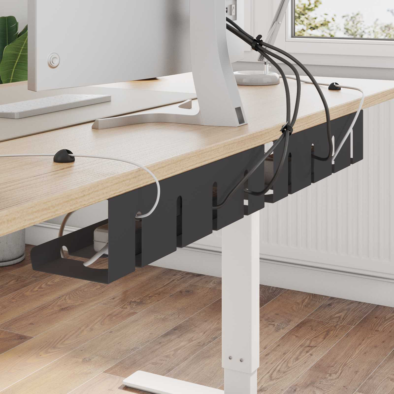 vidaXL Unter dem Schreibtisch Kabelmanagement Tray 2 Stk. Schwarz