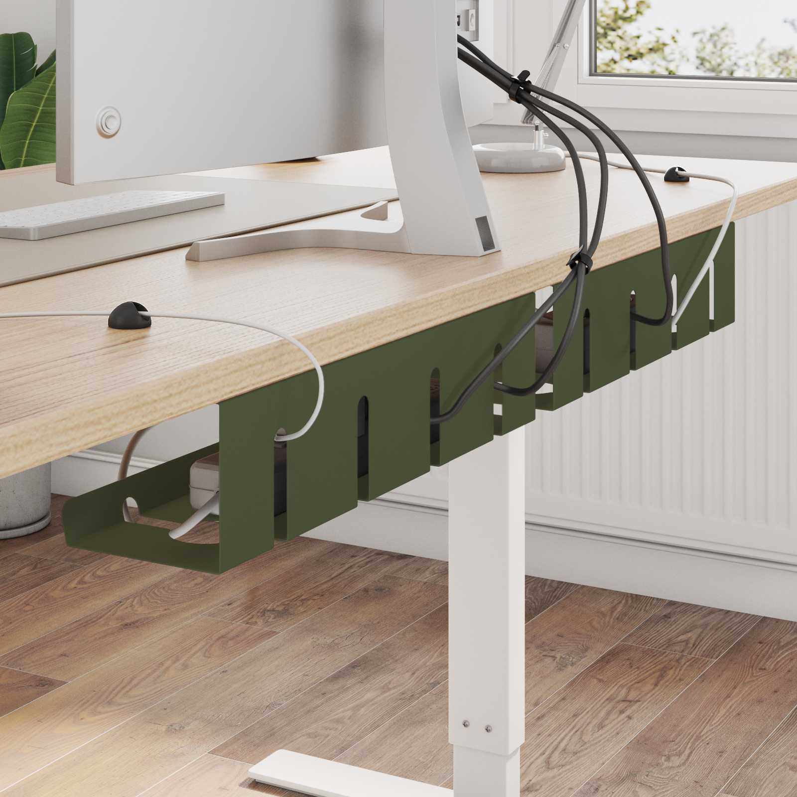 vidaXL Unter dem Schreibtisch Kabelmanagement Tray 2 Stk. Olivgrün
