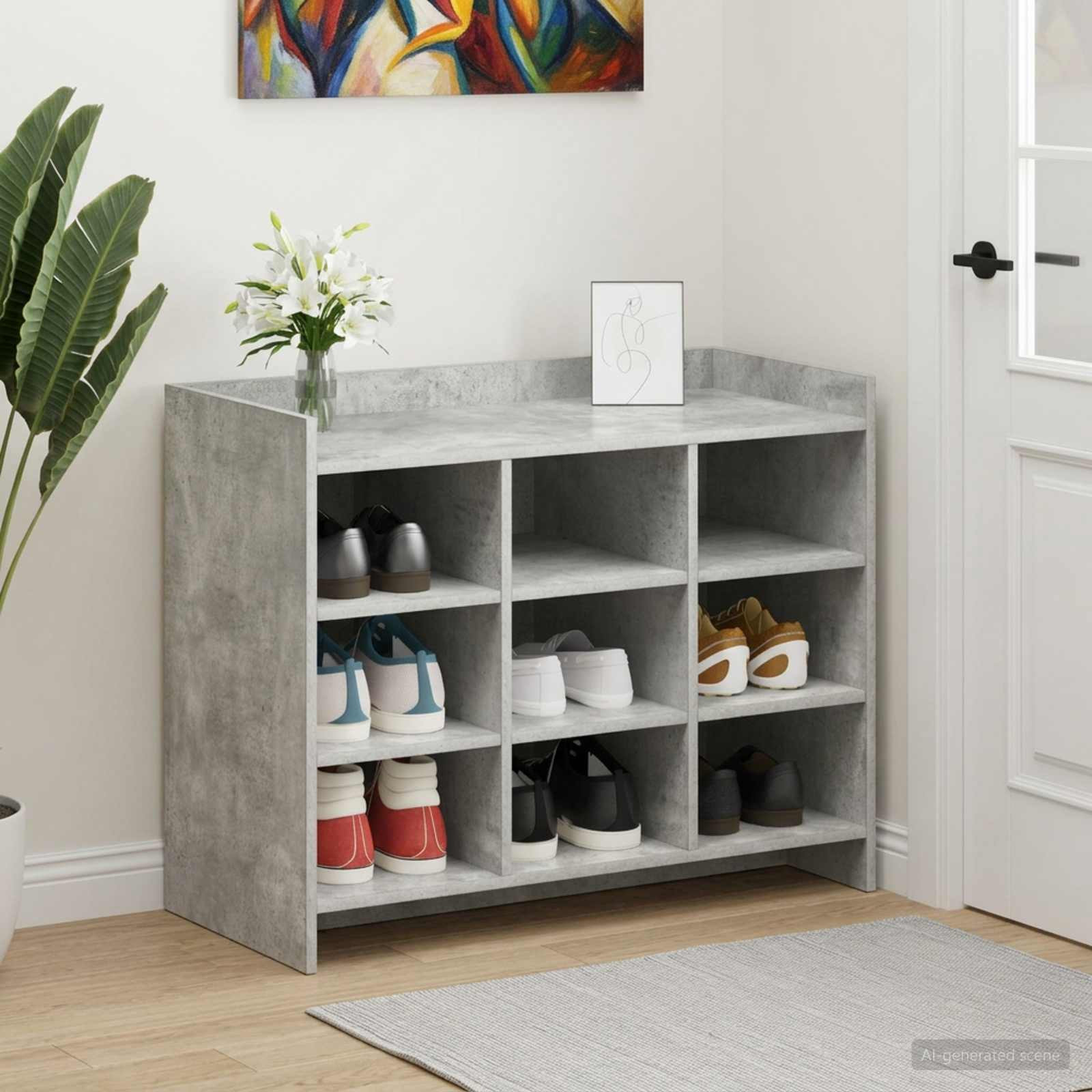 vidaXL Schuhschrank Betongrau 85 x 39,5 x 70 cm Holzwerkstoff