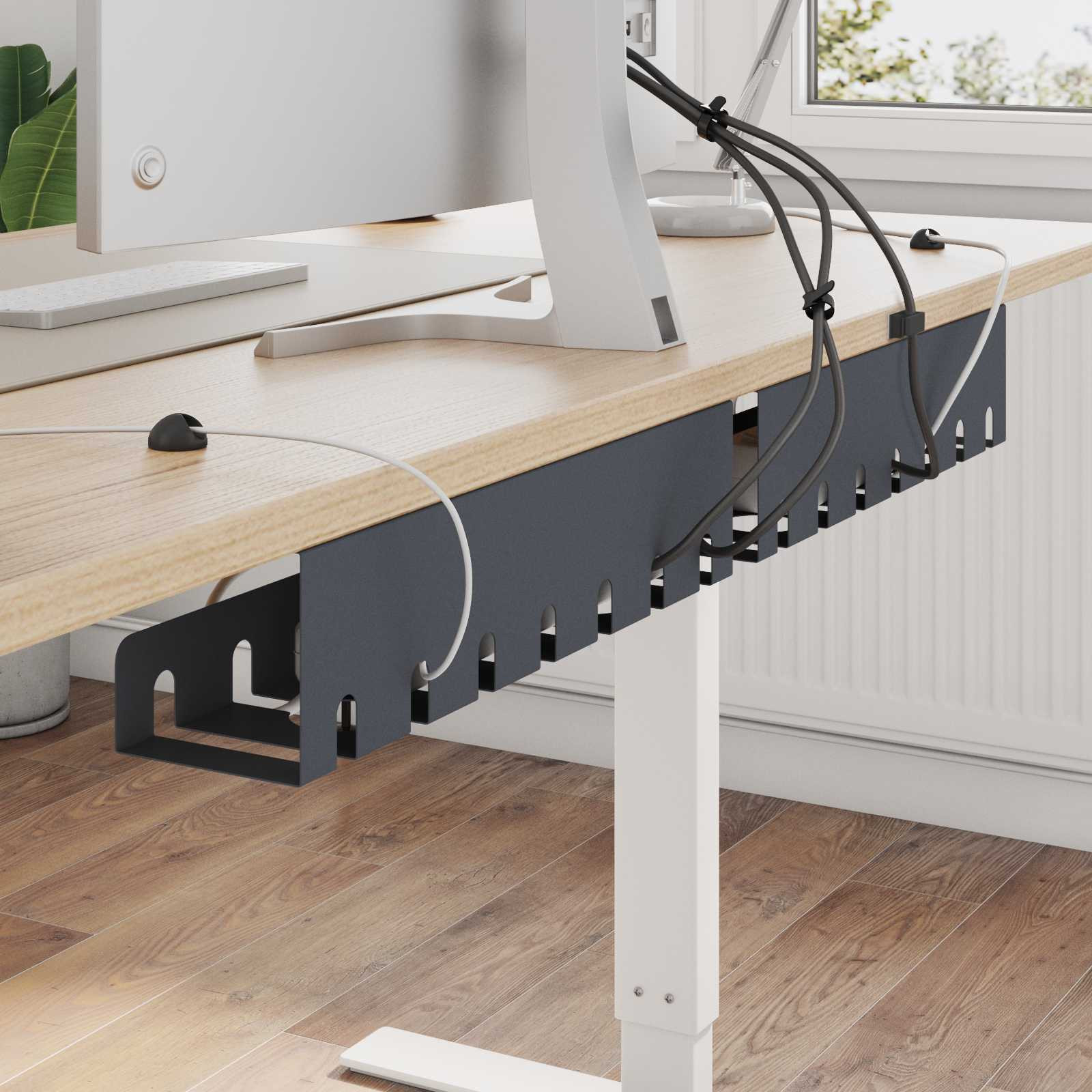 vidaXL Unter dem Schreibtisch Kabelmanagement Tray 2 Stk. Anthrazit