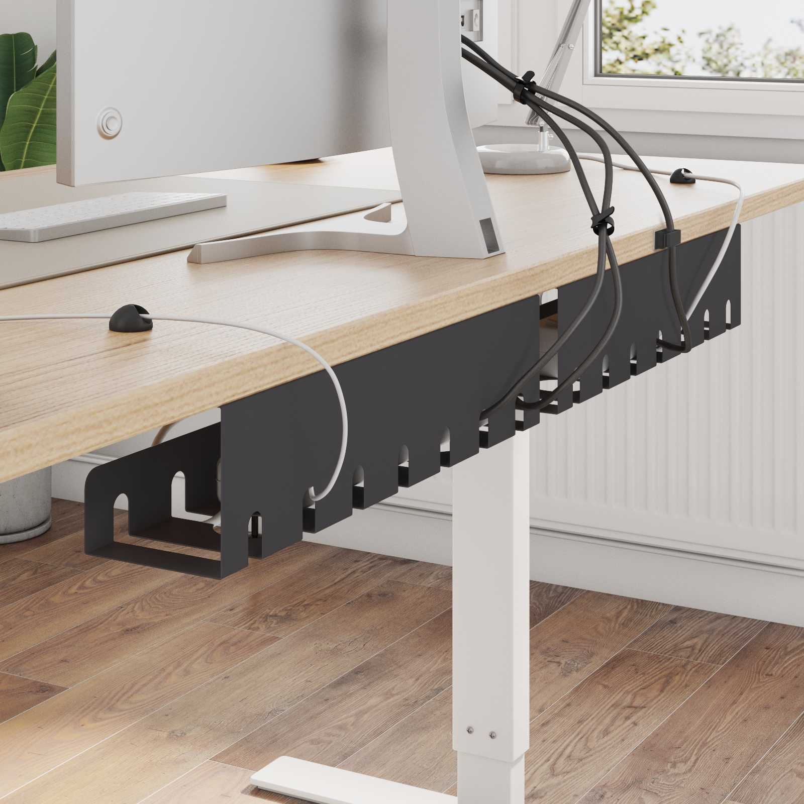 vidaXL Unter dem Schreibtisch Kabelmanagement Tray 2 Stk. Schwarz