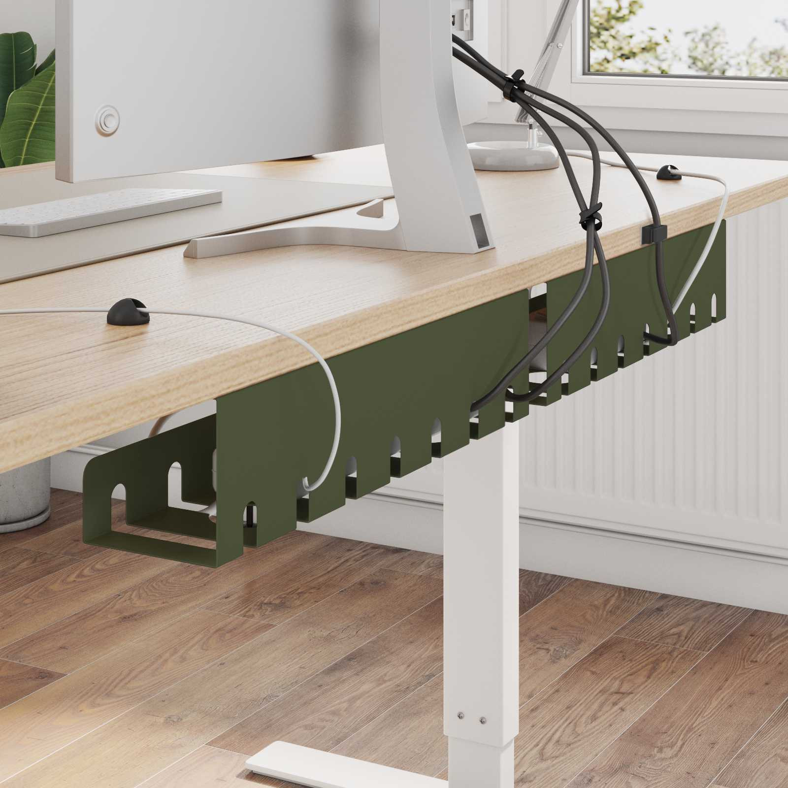 vidaXL Unter dem Schreibtisch Kabelmanagement Tray 2 Stk. Olivgrün