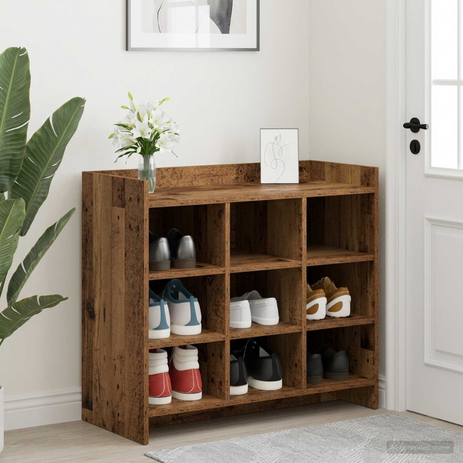 vidaXL Schuhschrank Altholz 85 x 39,5 x 70 cm Holzwerkstoff