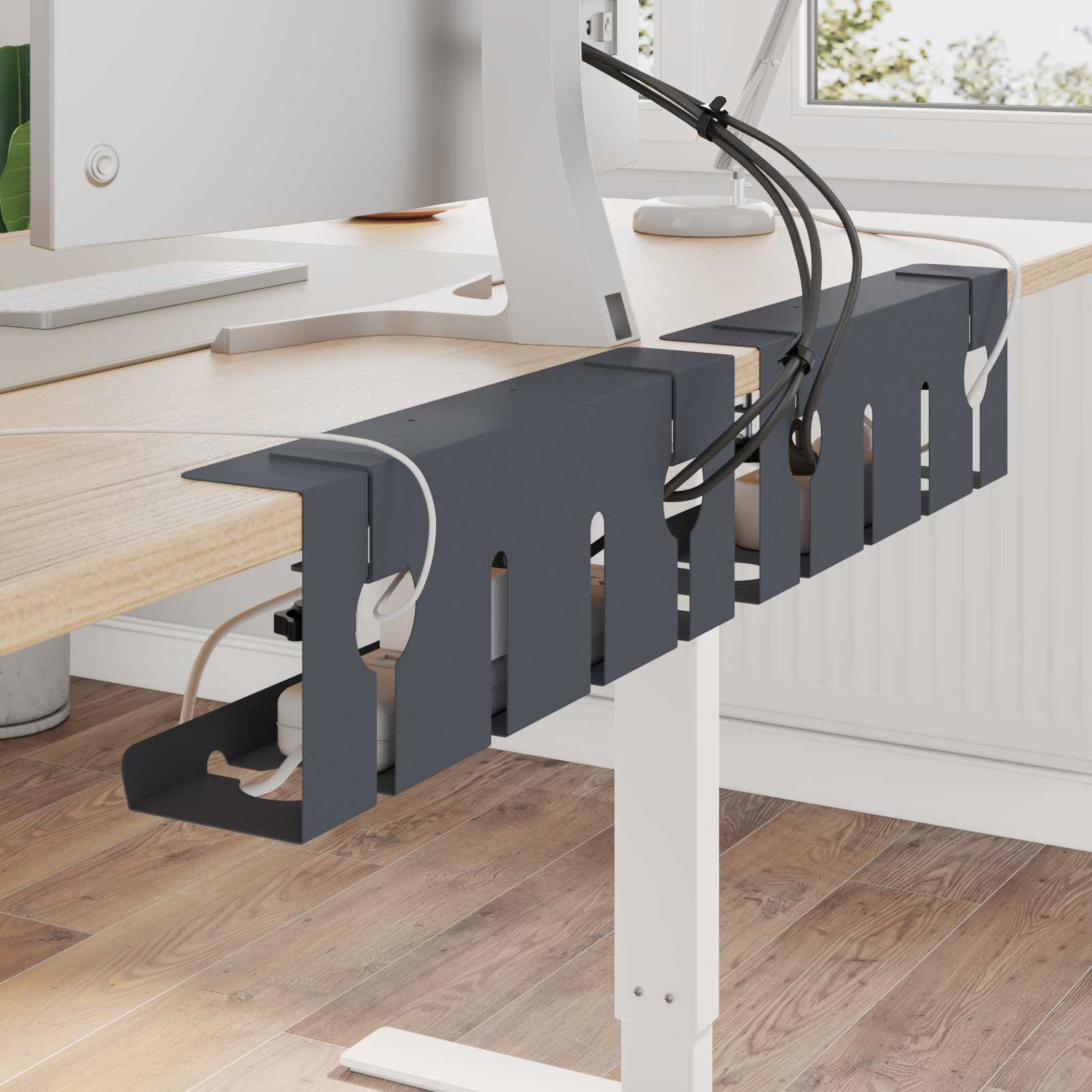 vidaXL Unter dem Schreibtisch Kabelmanagement Tray 2 Stk. Anthrazit