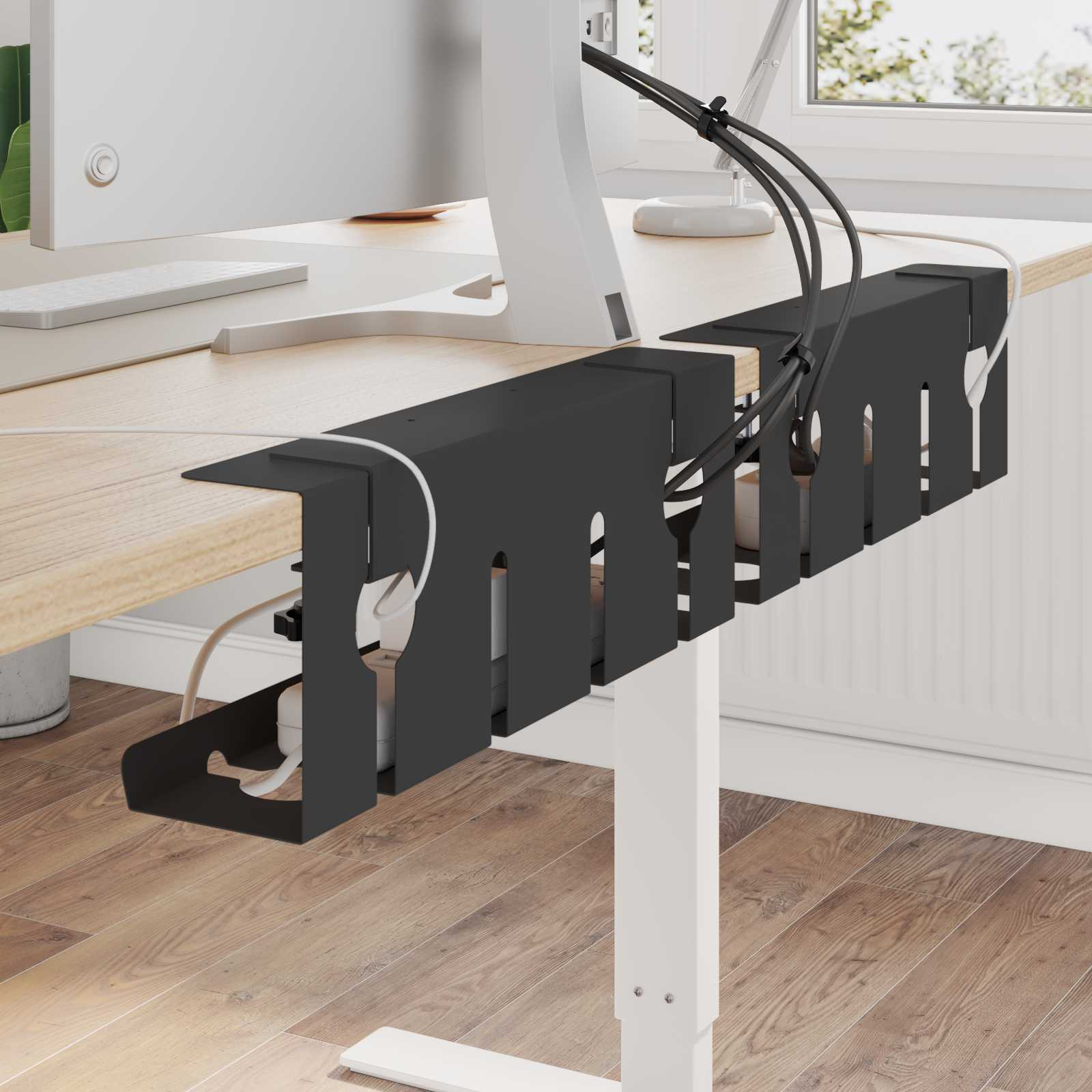 vidaXL Unter dem Schreibtisch Kabelmanagement Tray 2 Stk. Schwarz