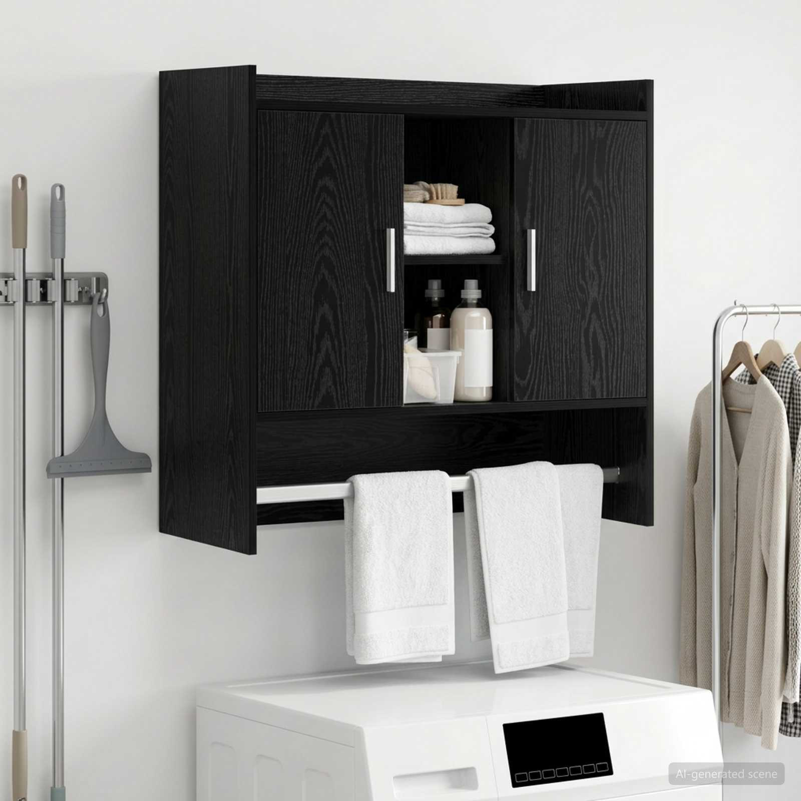 vidaXL Wandregal Wandhalterung Schwarze Eiche 80 x 36 x 80 cm