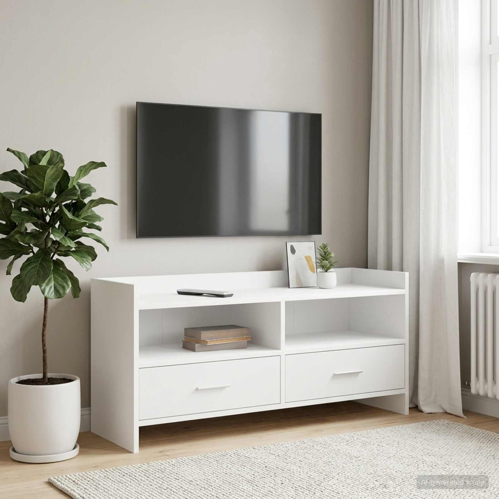 vidaXL TV-Schränk 100 x 33 x 47 cm Weiß Holzwerkstoff