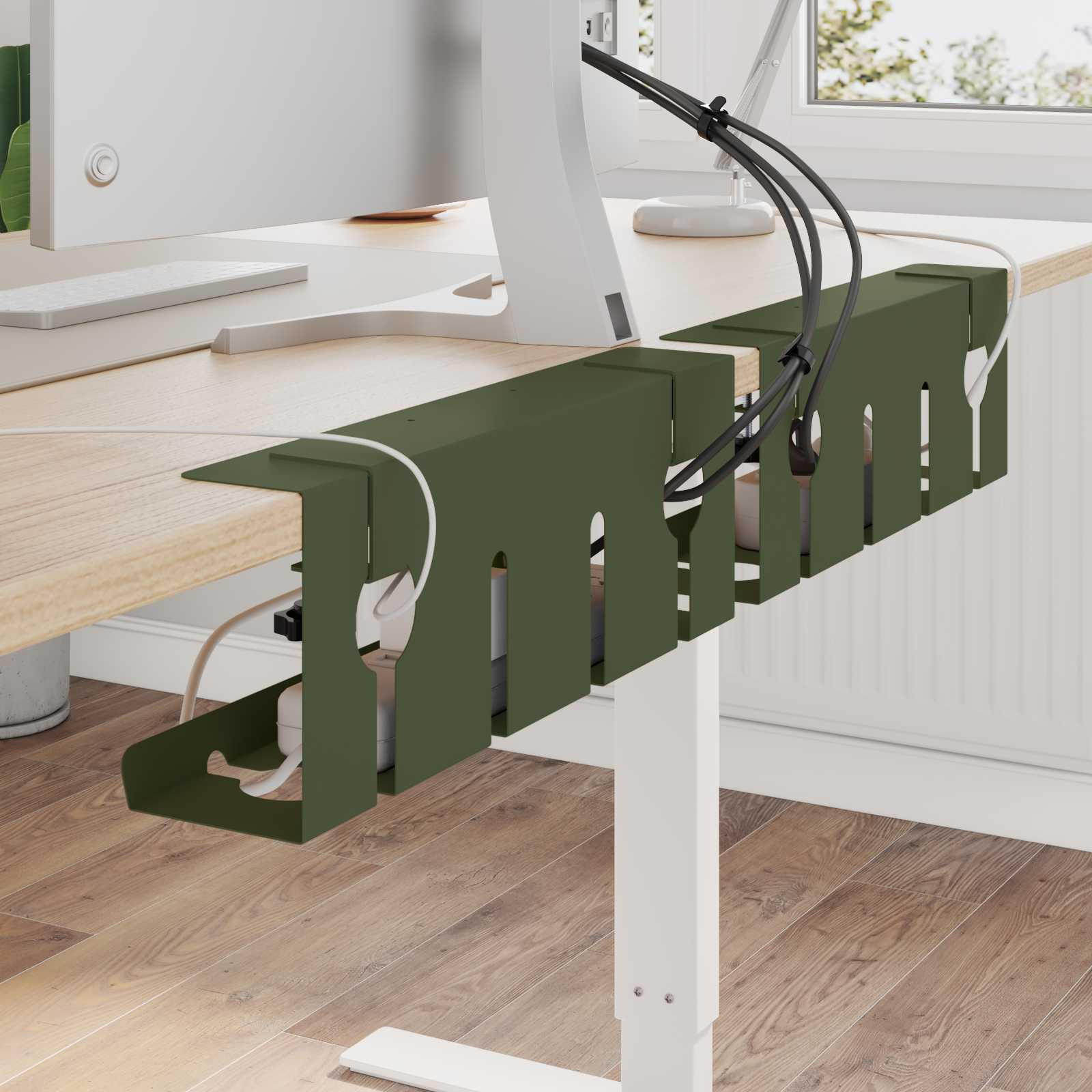 vidaXL Unter dem Schreibtisch Kabelmanagement Tray 2 Stk. Olivgrün