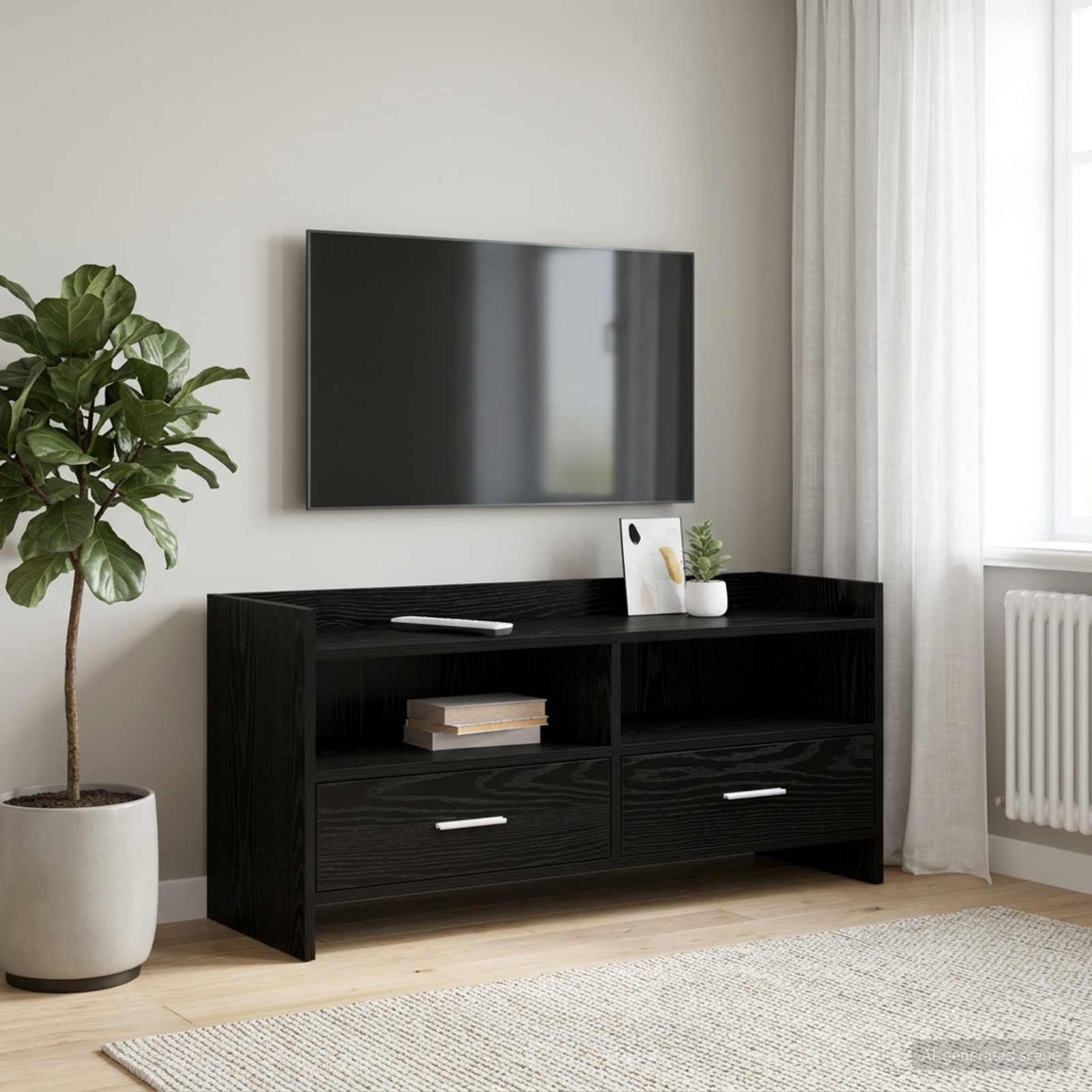 vidaXL TV-Schränk 100 x 33 x 47 cm Schwarze Eiche Holzwerkstoff