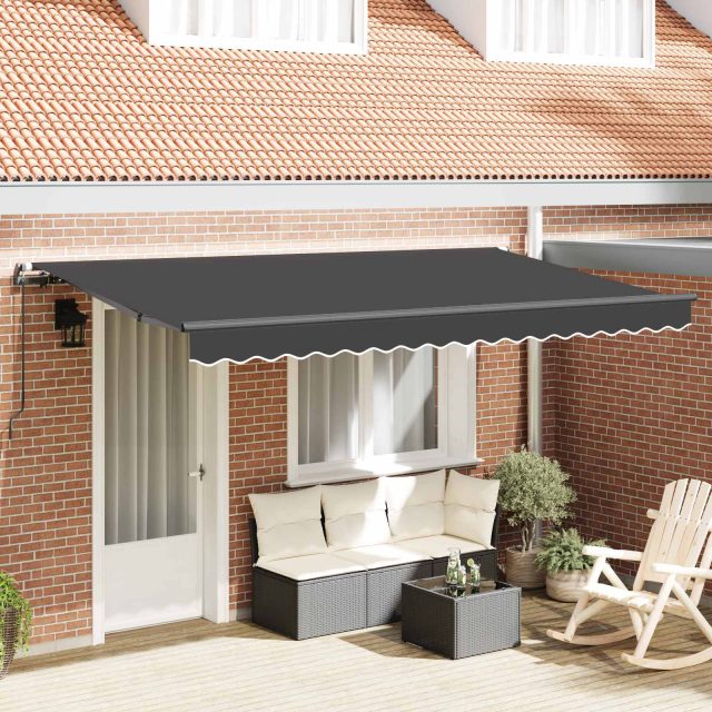 vidaXL Einziehbare Markise Anthrazit 350 x 200 cm Stoff