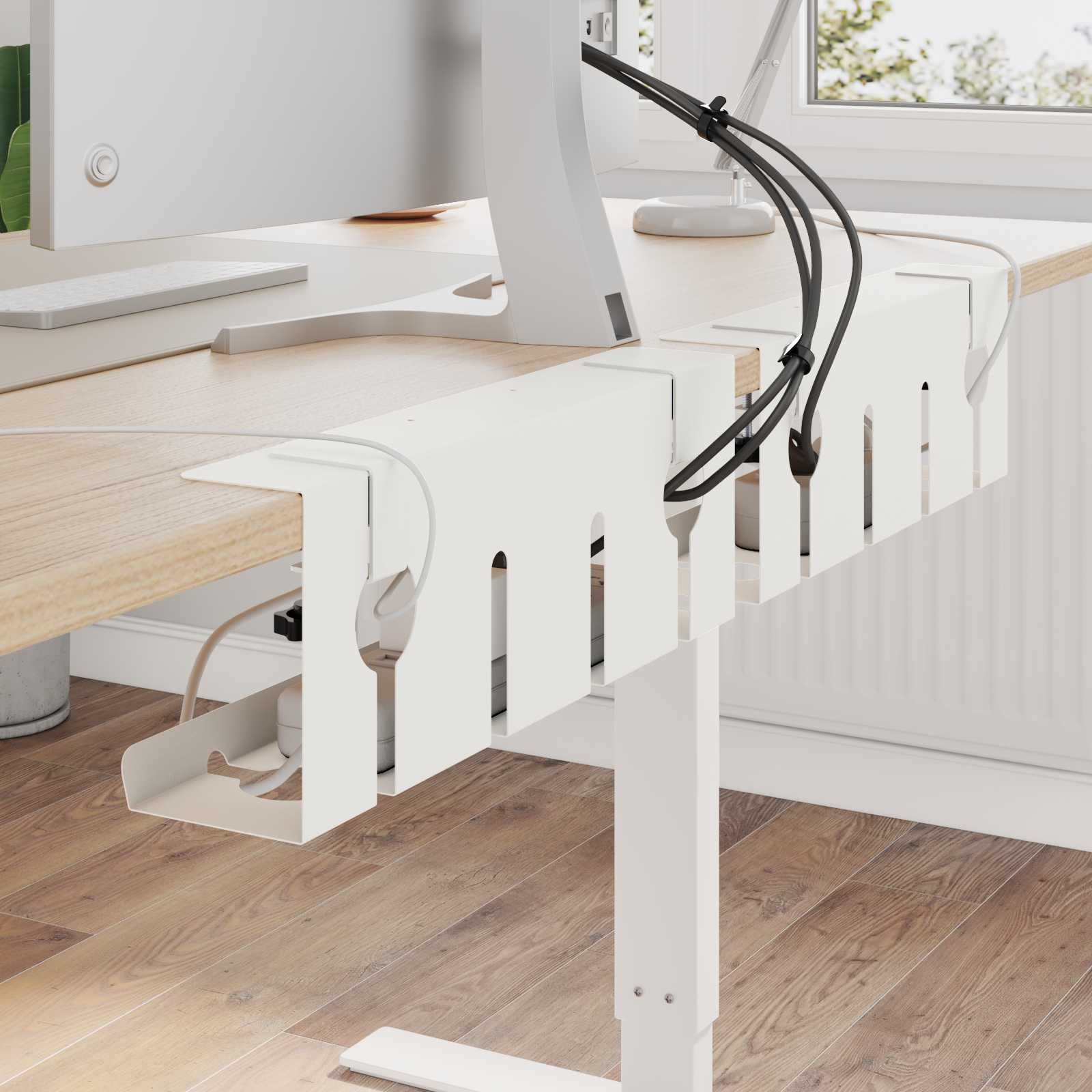vidaXL Kabelwanne unter dem Schreibtisch 2 Stück Weiß