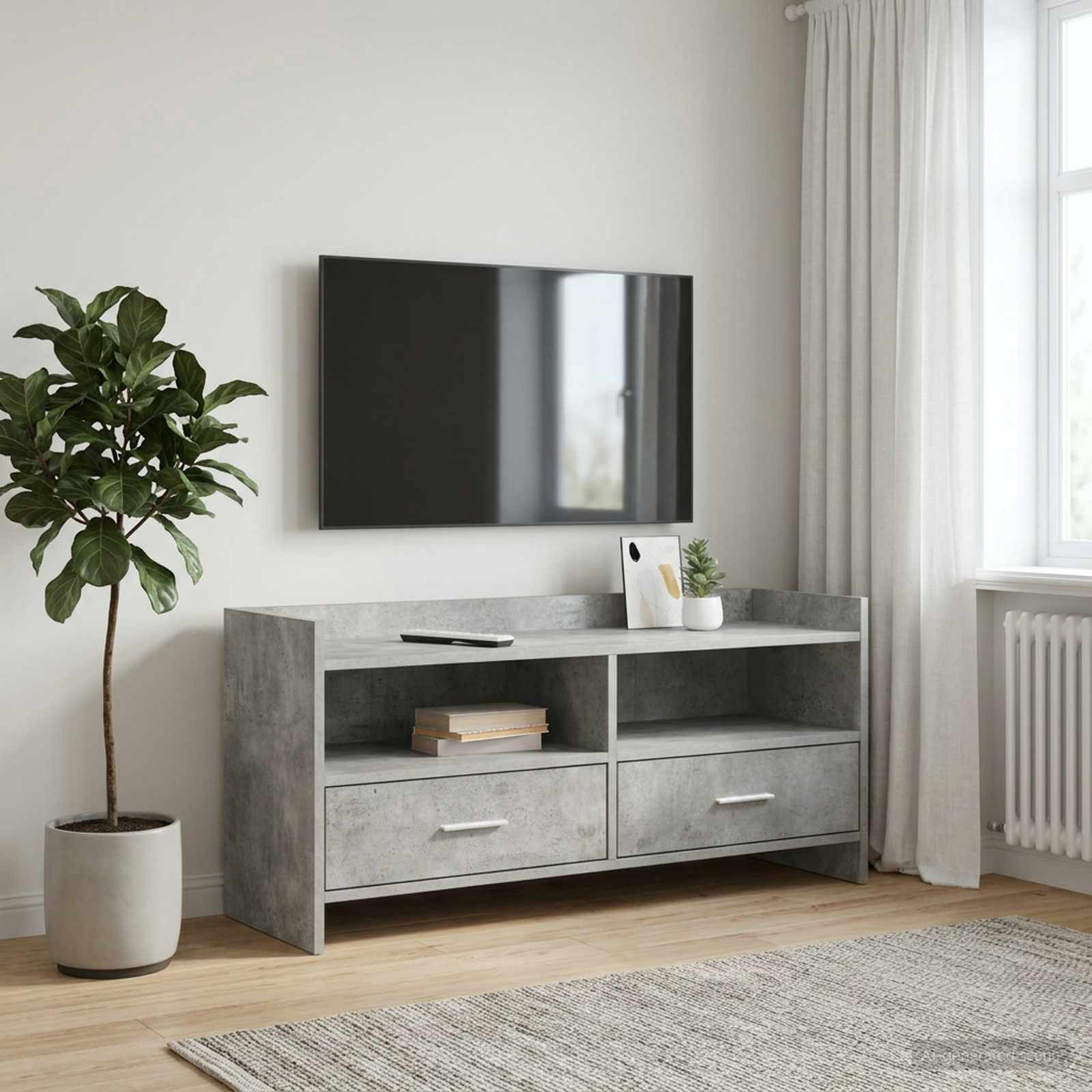 vidaXL TV-Schränk 100 x 33 x 47 cm Betongrau Holzwerkstoff