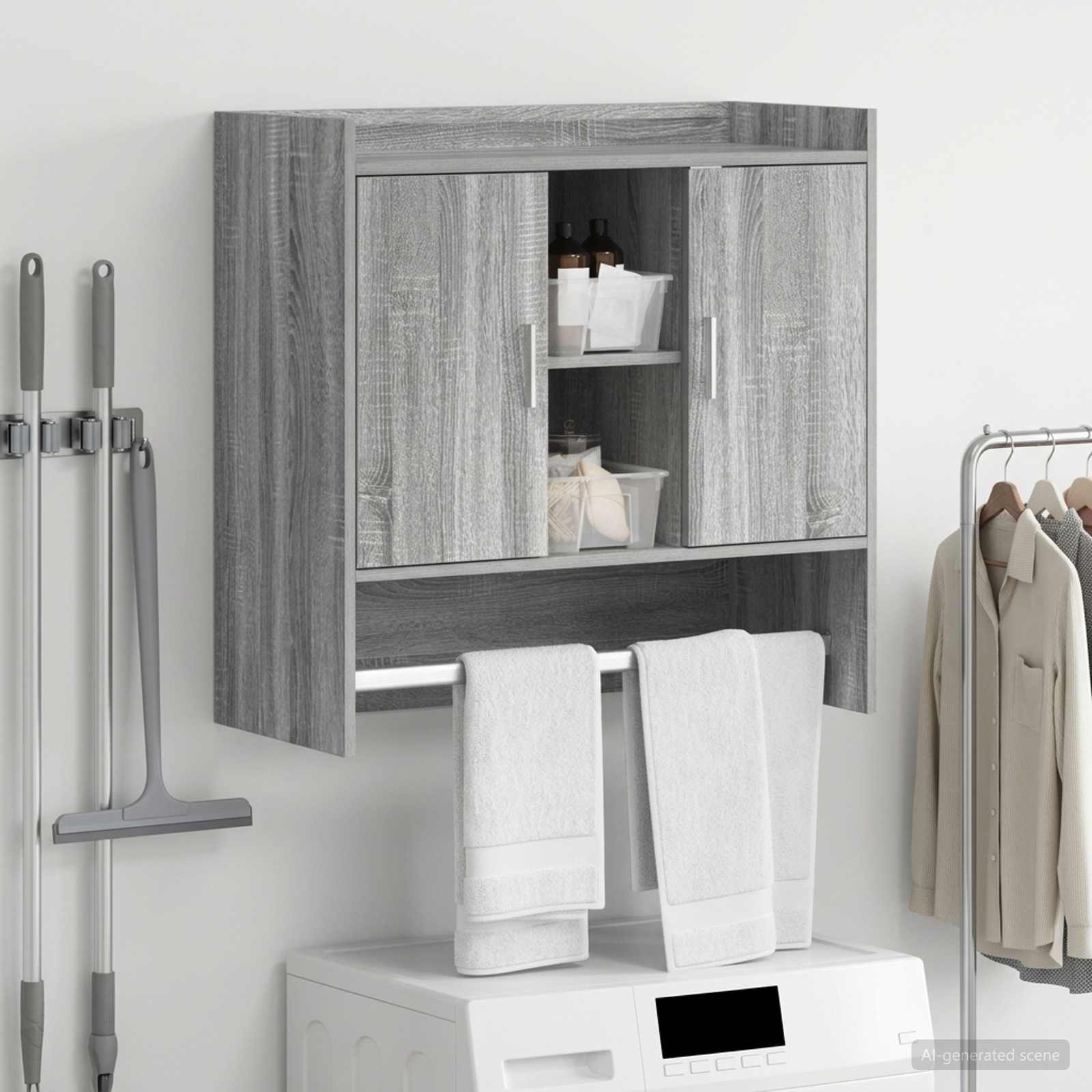 vidaXL Wandregal Wandhalterung Grau Sonoma 80 x 36 x 80 cm
