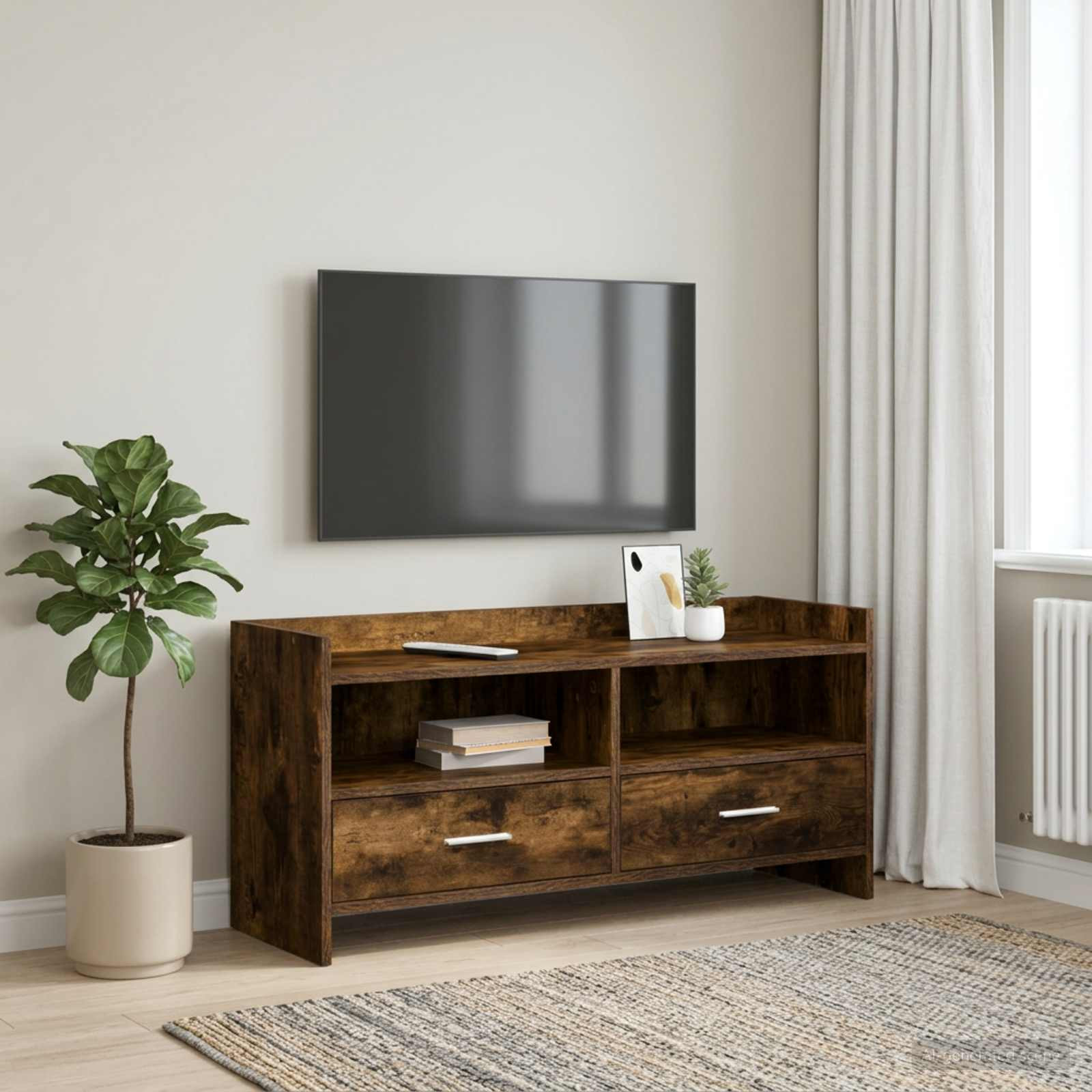 vidaXL TV-Schränk 100 x 33 x 47 cm Geräucherte Eiche Holzwerkstoff