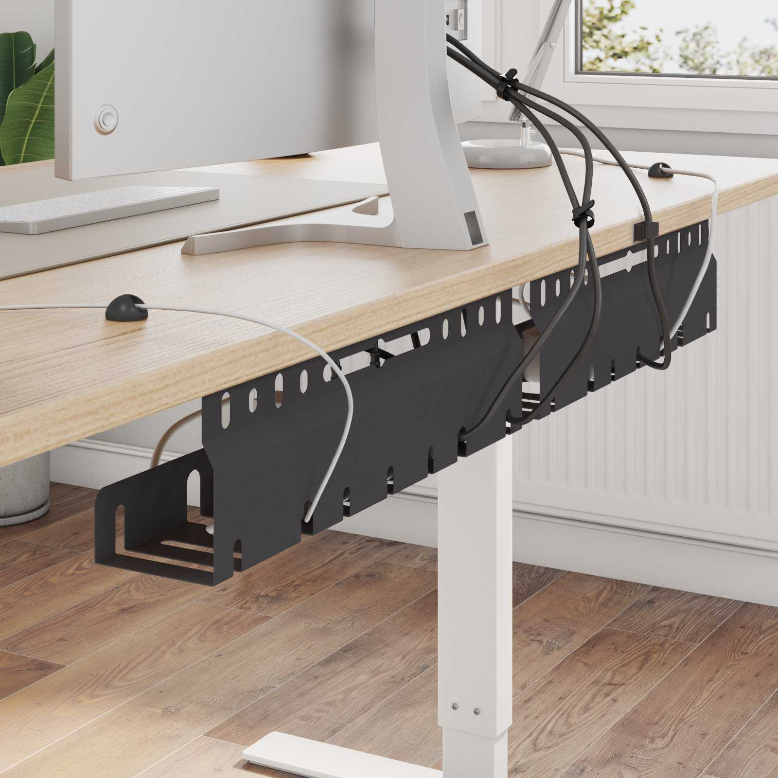 vidaXL Unter dem Schreibtisch Kabelmanagement Tray 2 Stk. Schwarz