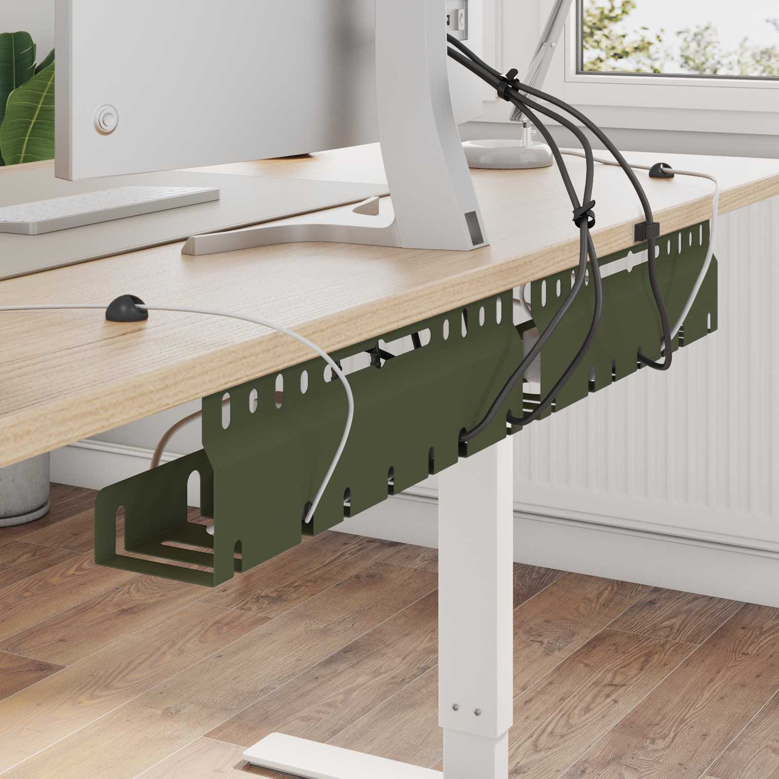 vidaXL Unter dem Schreibtisch Kabelmanagement Tray 2 Stk. Olivgrün