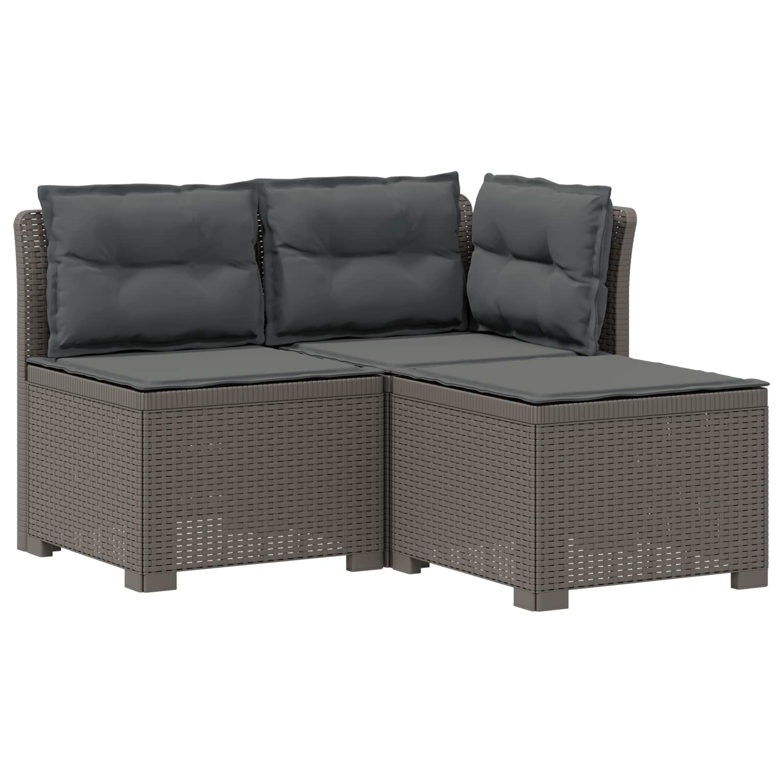 vidaXL 3-Sitzer Garten Sofa mit Kissen Rattan-Look PP Hellgrau