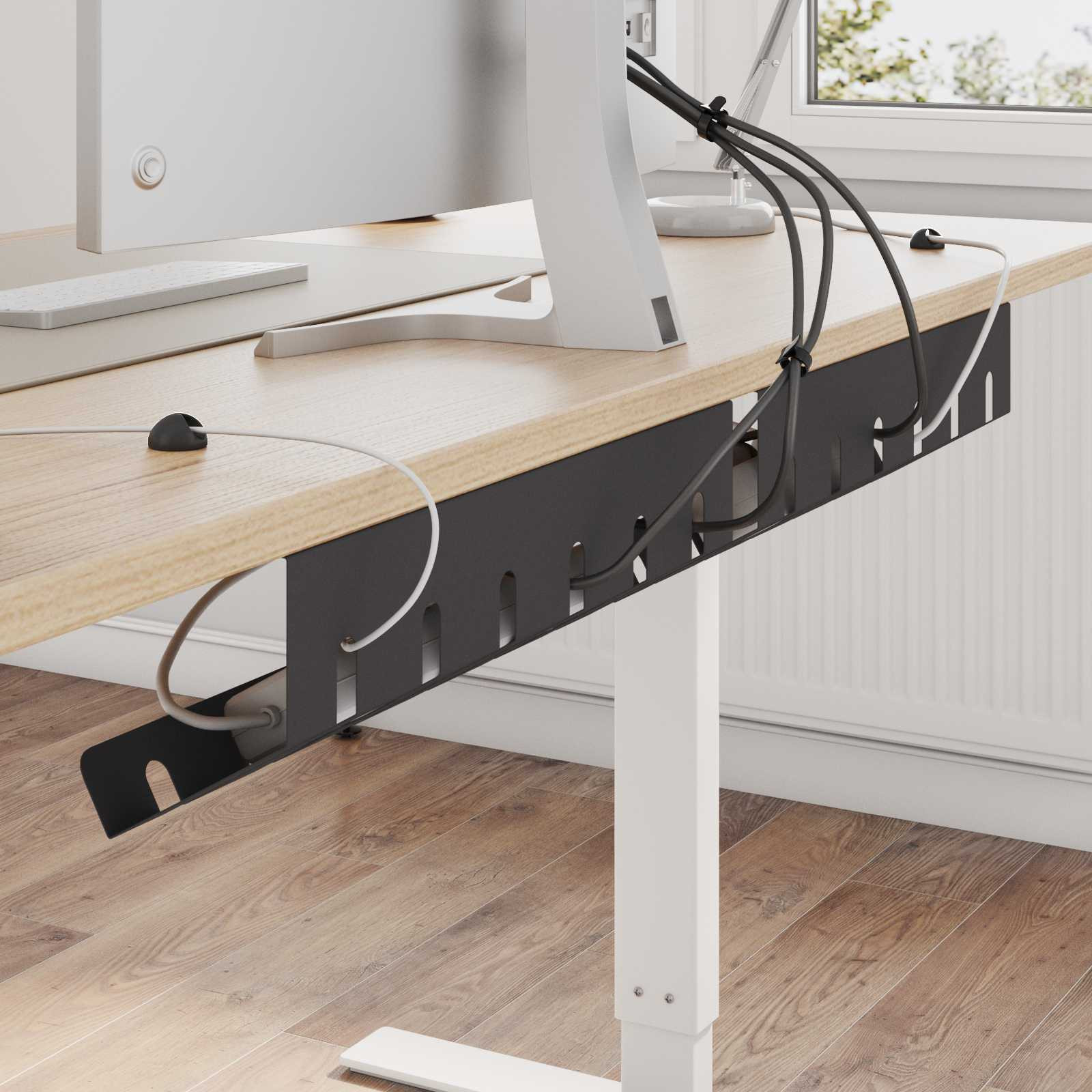 vidaXL Unter dem Schreibtisch Kabelmanagement Tray 2 Stk. Schwarz