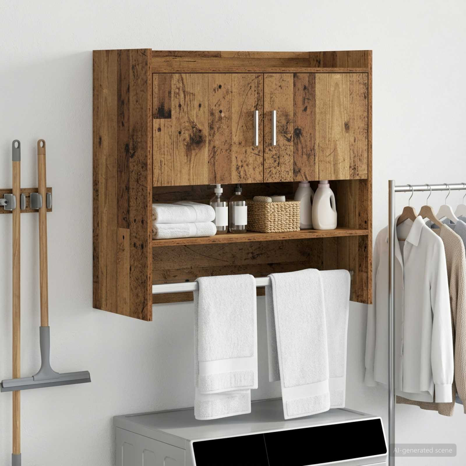 vidaXL Wandregal Wandhalterung Altholz 80 x 36 x 80 cm Holzwerkstoff