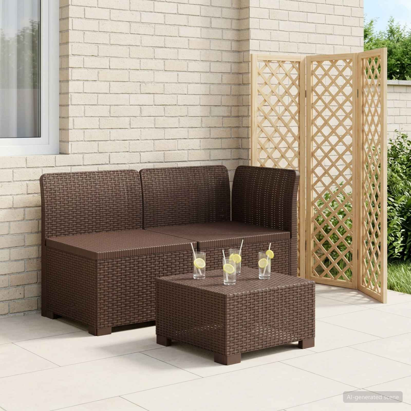 vidaXL 2-Sitzer Garten-Sofa Rattan-Look PP Braun