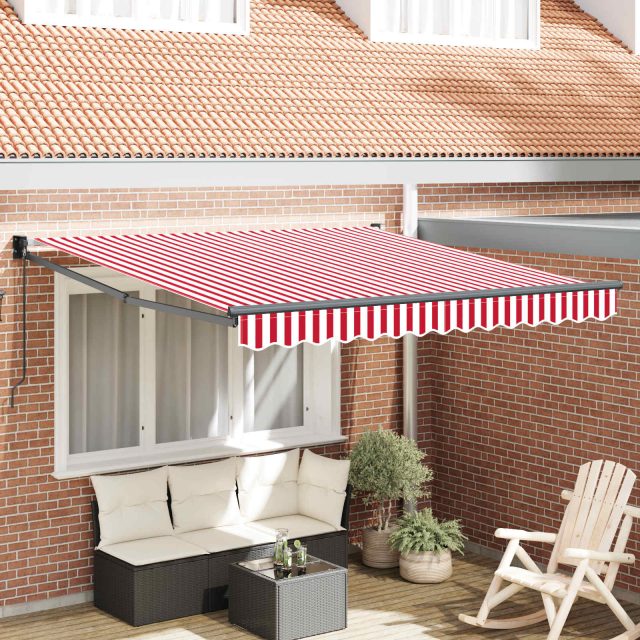 vidaXL Ausziehbare Markise Rot und Weiß 350 x 250 cm