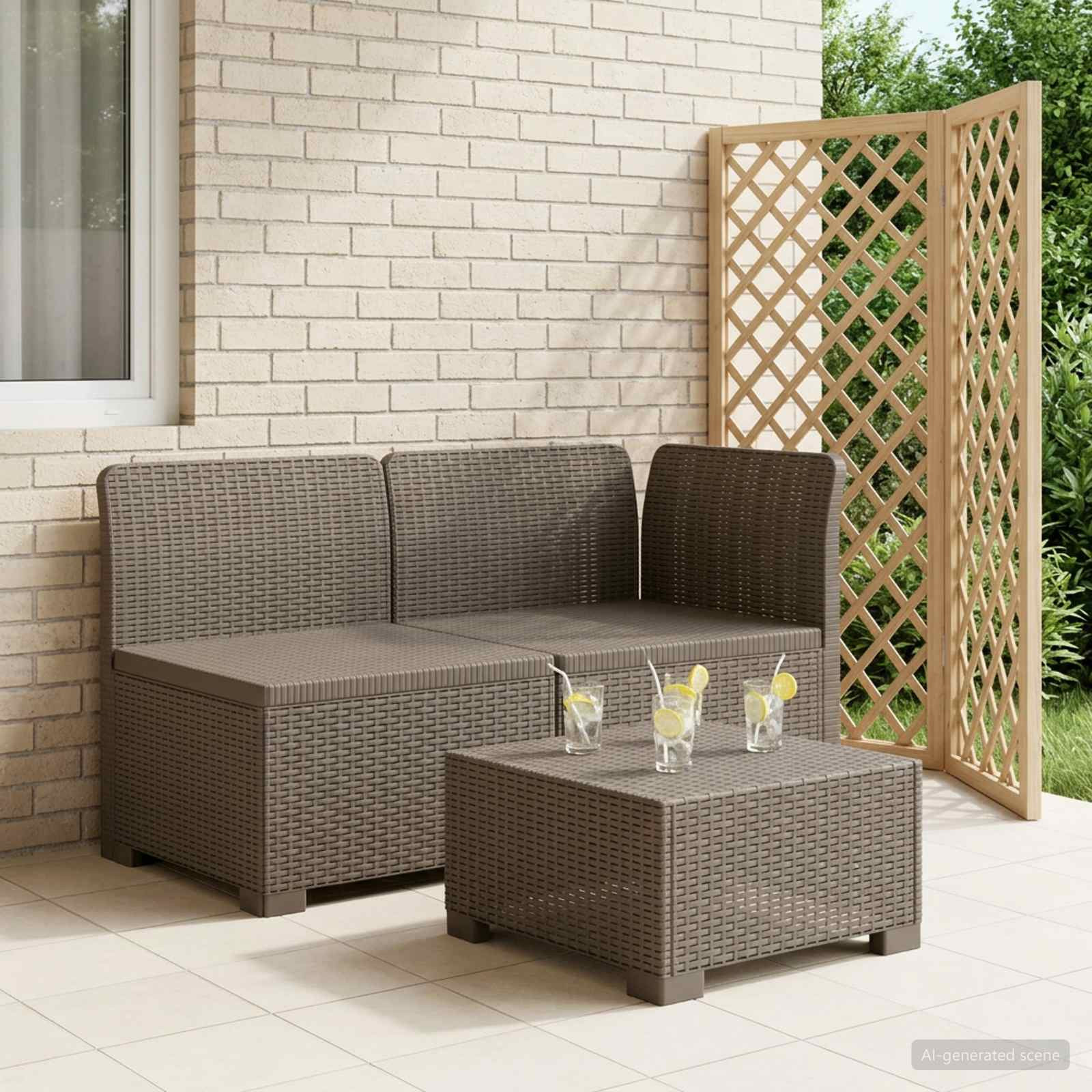 vidaXL 2-Sitzer Garten-Sofa Rattan-Look PP Hellgrau