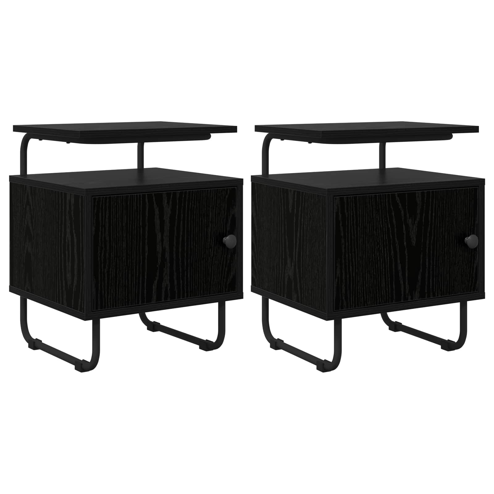 vidaXL Nachttisch 2 Stk. Schwarze Eiche Holzwerkstoff