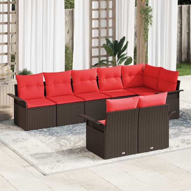 vidaXL Gartensofa-set mit Kissen 8 pcs Braun Poly-Rattan