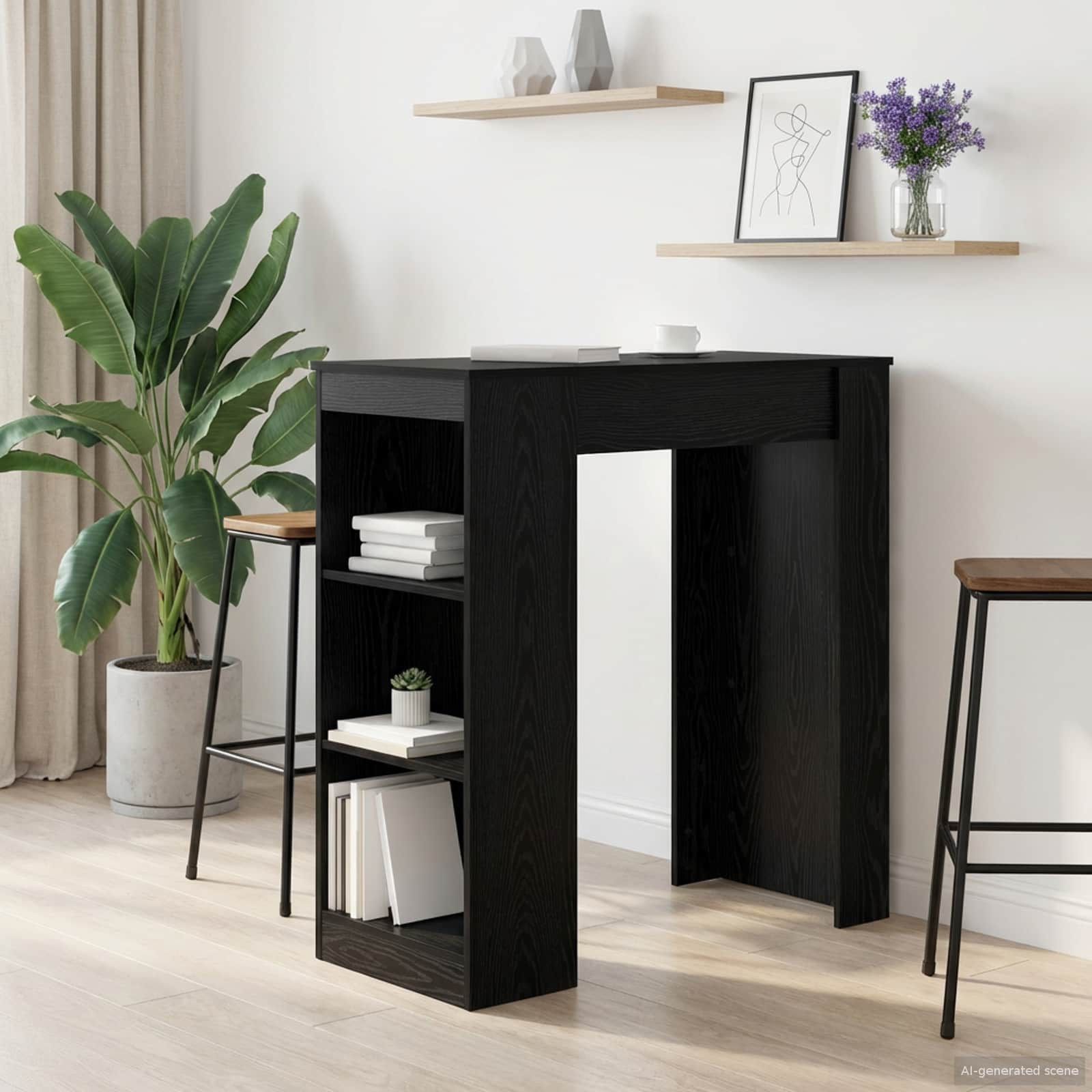 vidaXL Bartisch 95 x 47 x 103,5 cm Holzwerkstoff Schwarze Eiche