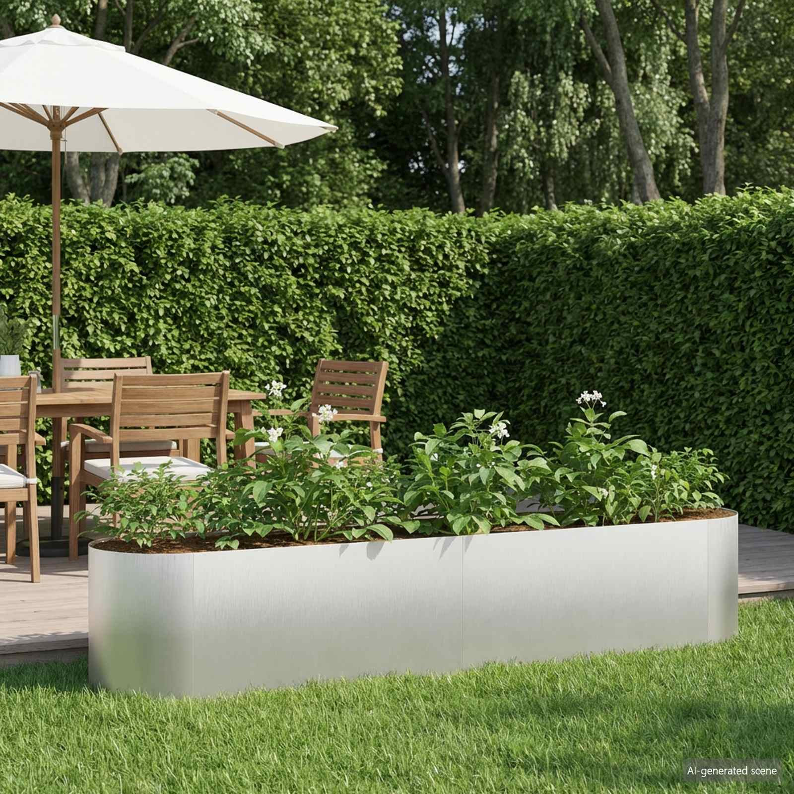 vidaXL Hochbeet im Garten Edelstahl 200 x 40 x 40 cm