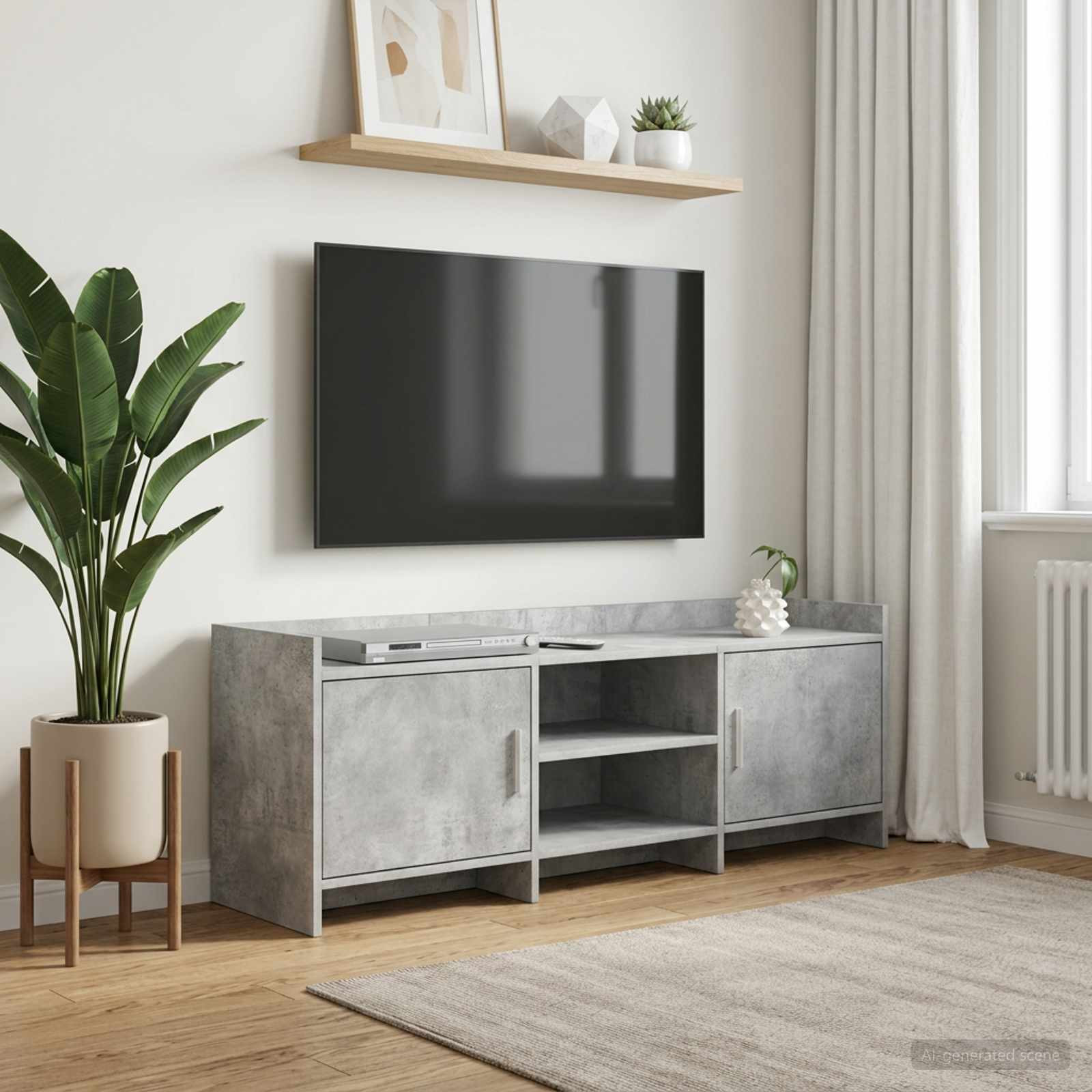 vidaXL TV-Schränk 130 x 33 x 47 cm Betongrau Holzwerkstoff