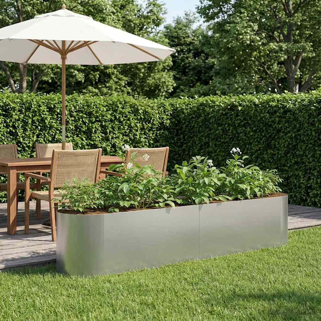 vidaXL Hochbeet im Garten Verzinkter Stahl 200 x 40 x 40 cm