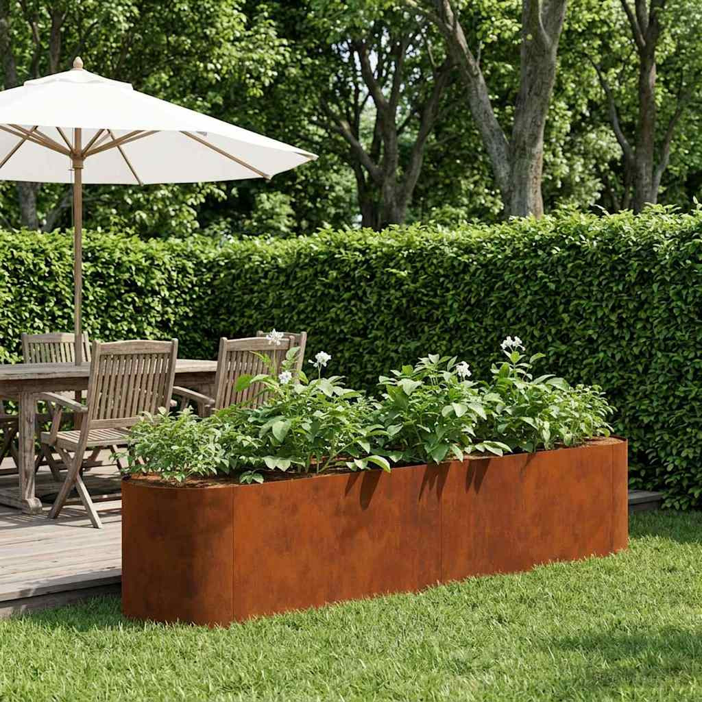 vidaXL Hochbeet im Garten Wetterfeststahl 200 x 40 x 40 cm