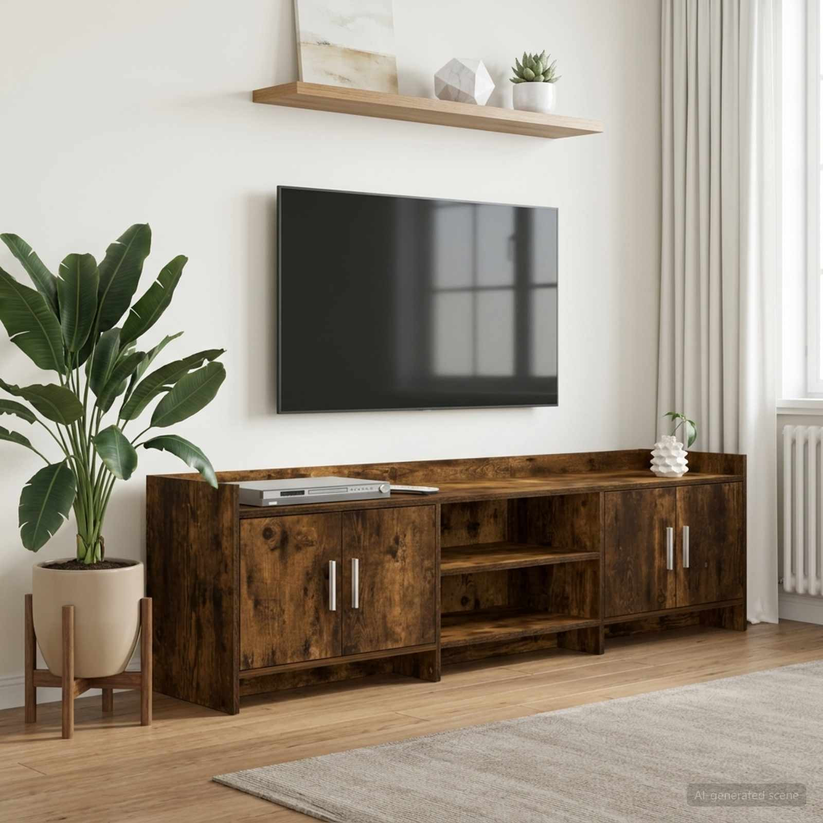 vidaXL TV-Schränk 168 x 33 x 47 cm Geräucherte Eiche Holzwerkstoff