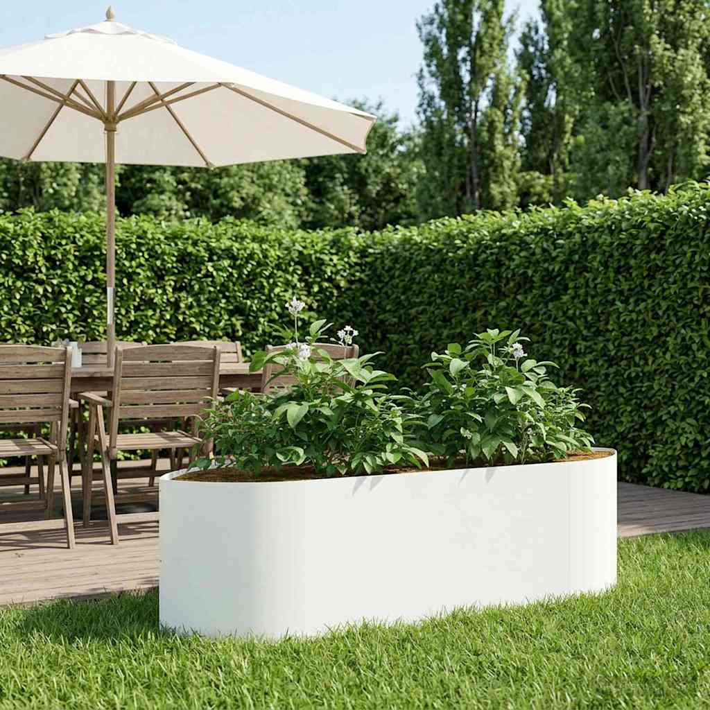 vidaXL Hochbeet im Garten Weiß 140 x 40 x 40 cm Stahl