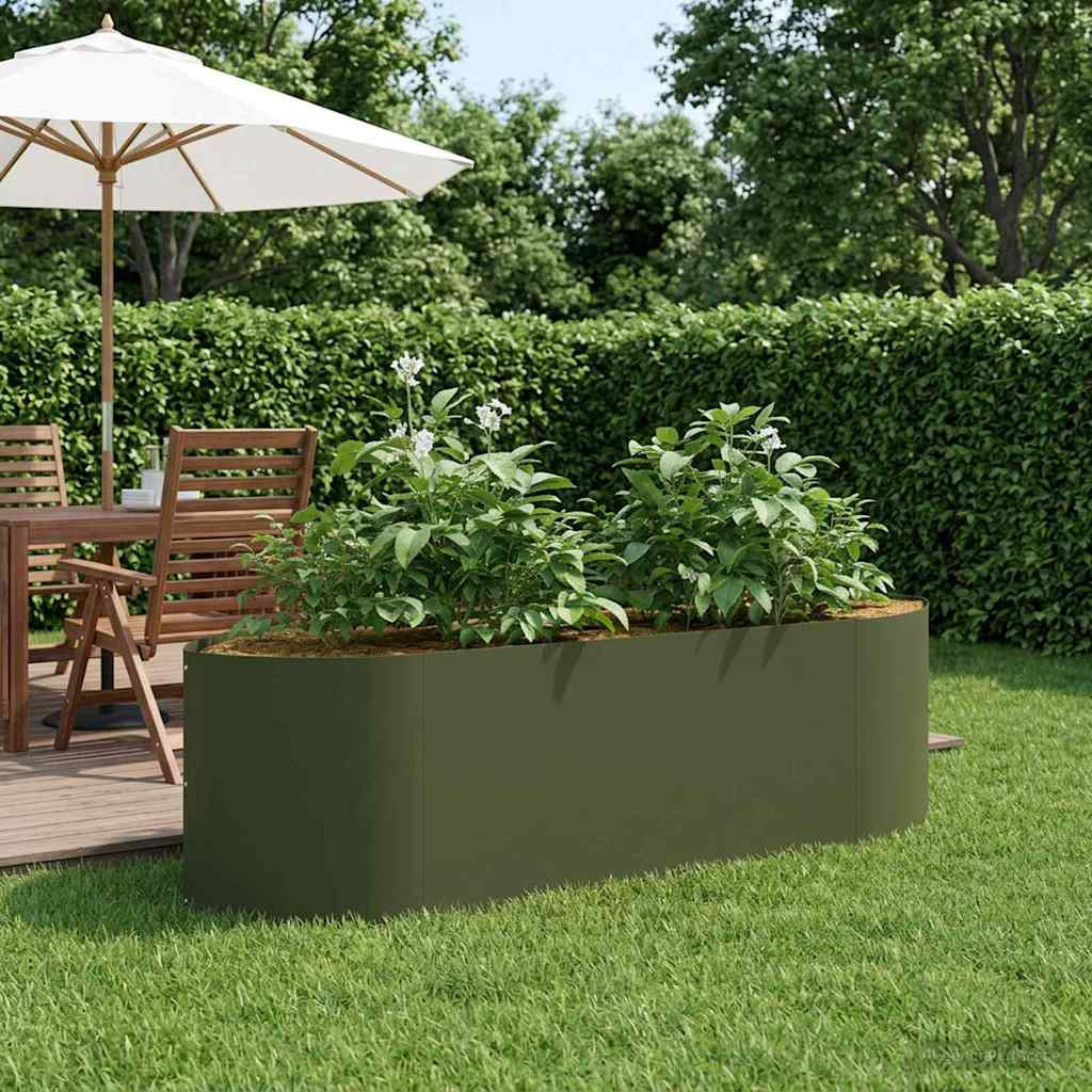 vidaXL Hochbeet im Garten Olive Grün 140 x 40 x 40 cm Stahl