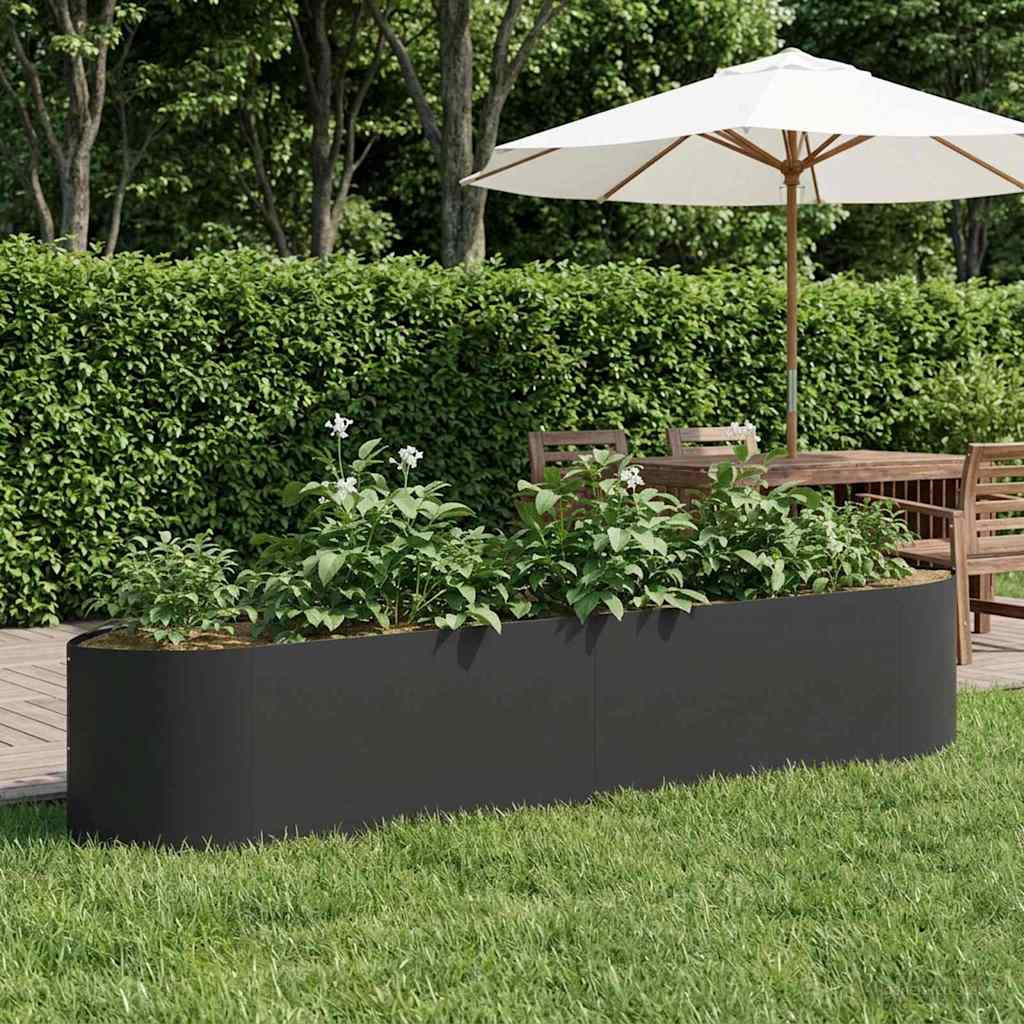 vidaXL Hochbeet im Garten Schwarz 220 x 40 x 40 cm Stahl