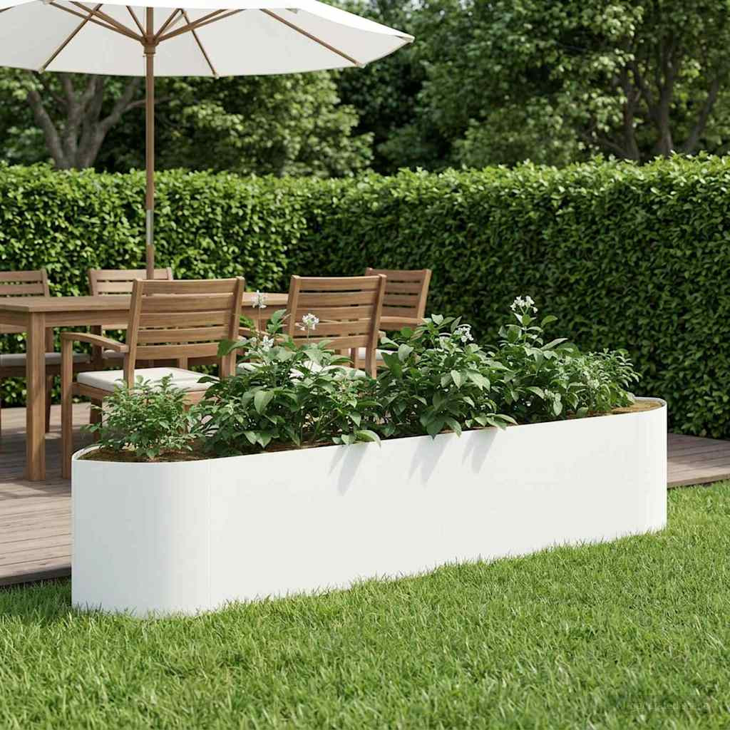 vidaXL Hochbeet im Garten Weiß 220 x 40 x 40 cm Stahl