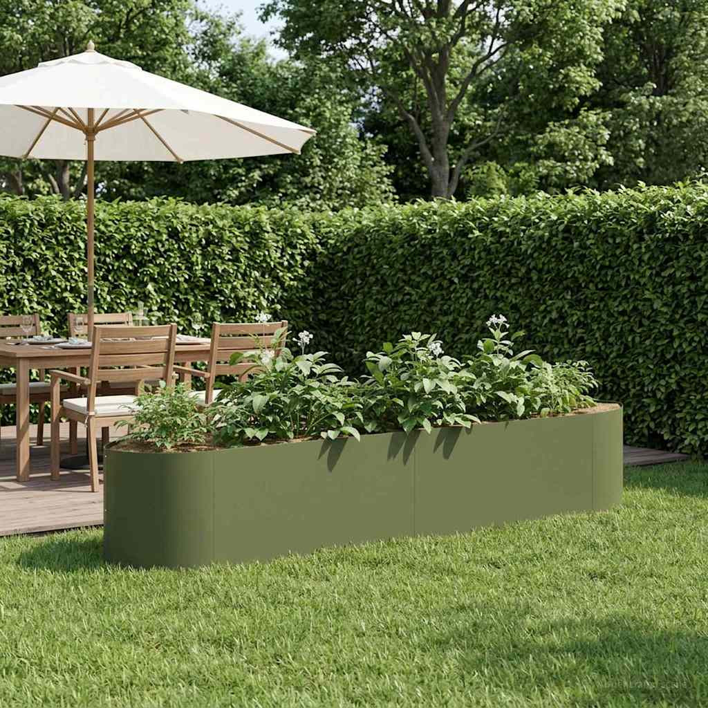 vidaXL Hochbeet im Garten Olive Grün 220 x 40 x 40 cm Stahl
