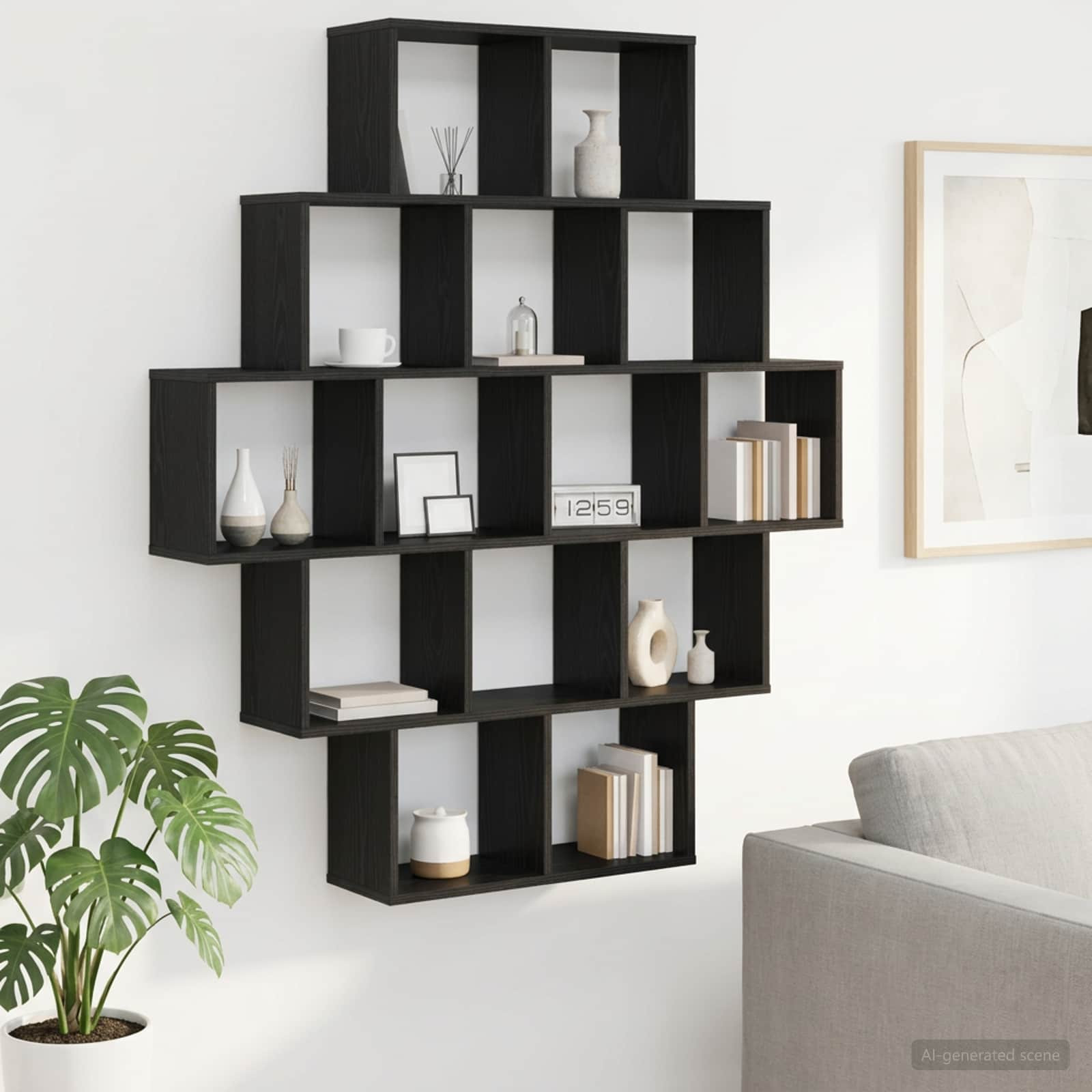 vidaXL Wandregal Schwarze Eiche 120 x 20 x 136 cm Holzwerkstoff