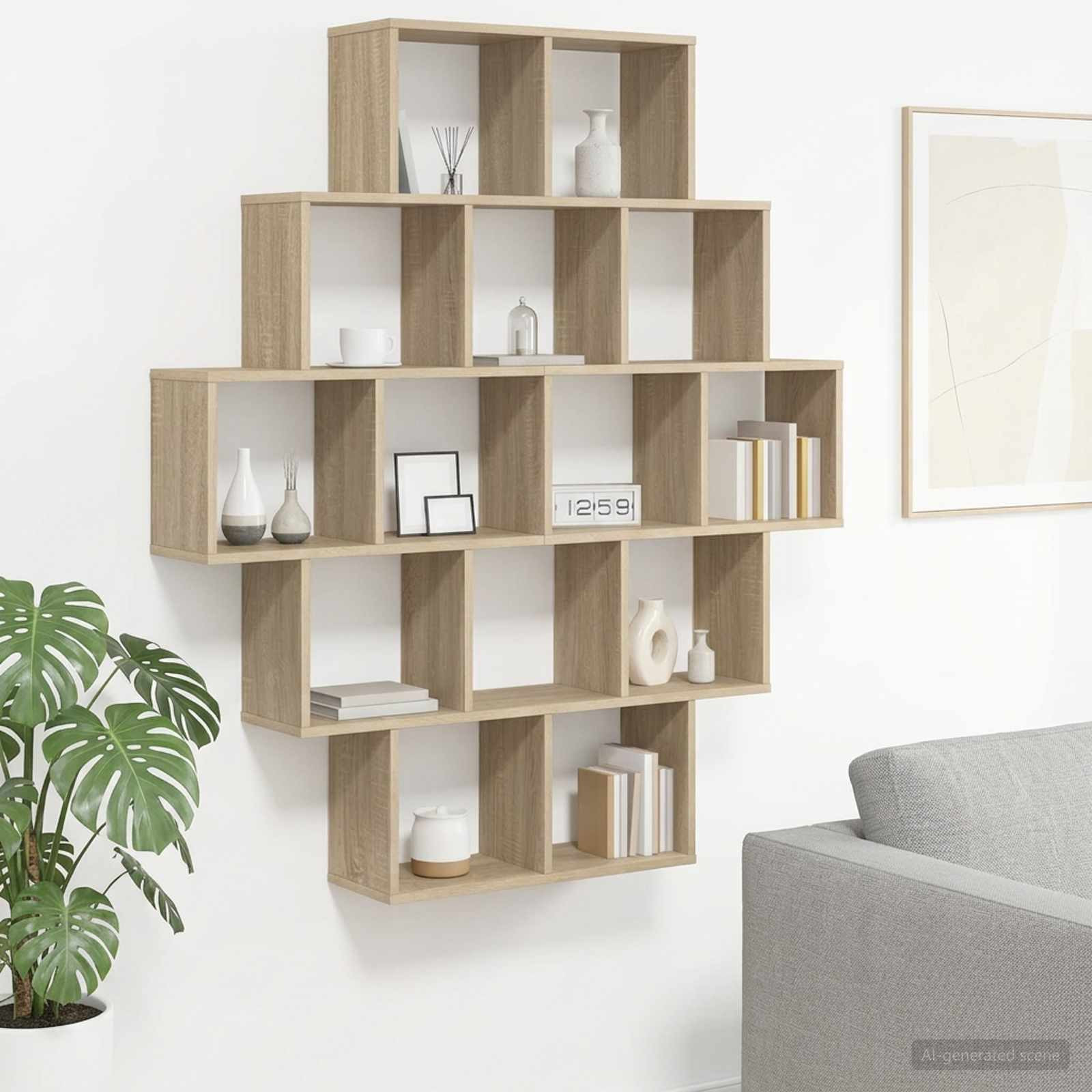 vidaXL Wandregal Sonoma-Eiche 120 x 20 x 136 cm Holzwerkstoff