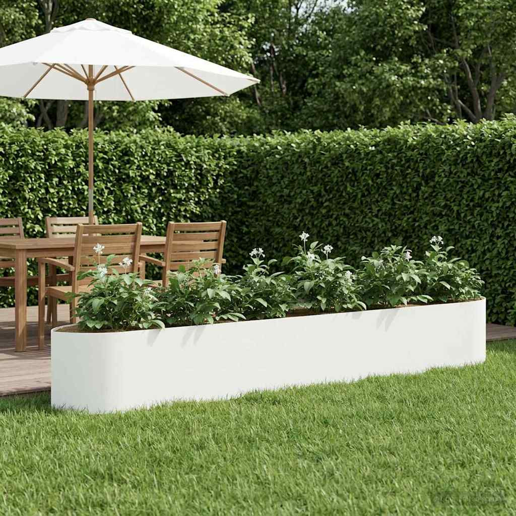 vidaXL Hochbeet im Garten Weiß 300 x 40 x 40 cm Stahl