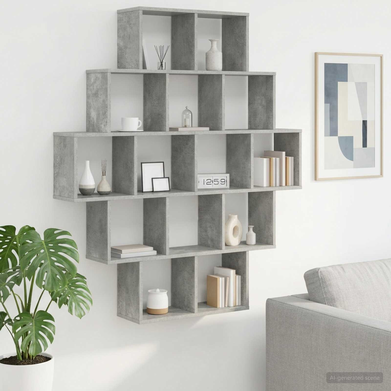 vidaXL Wandregal Betongrau 120 x 20 x 136 cm Holzwerkstoff