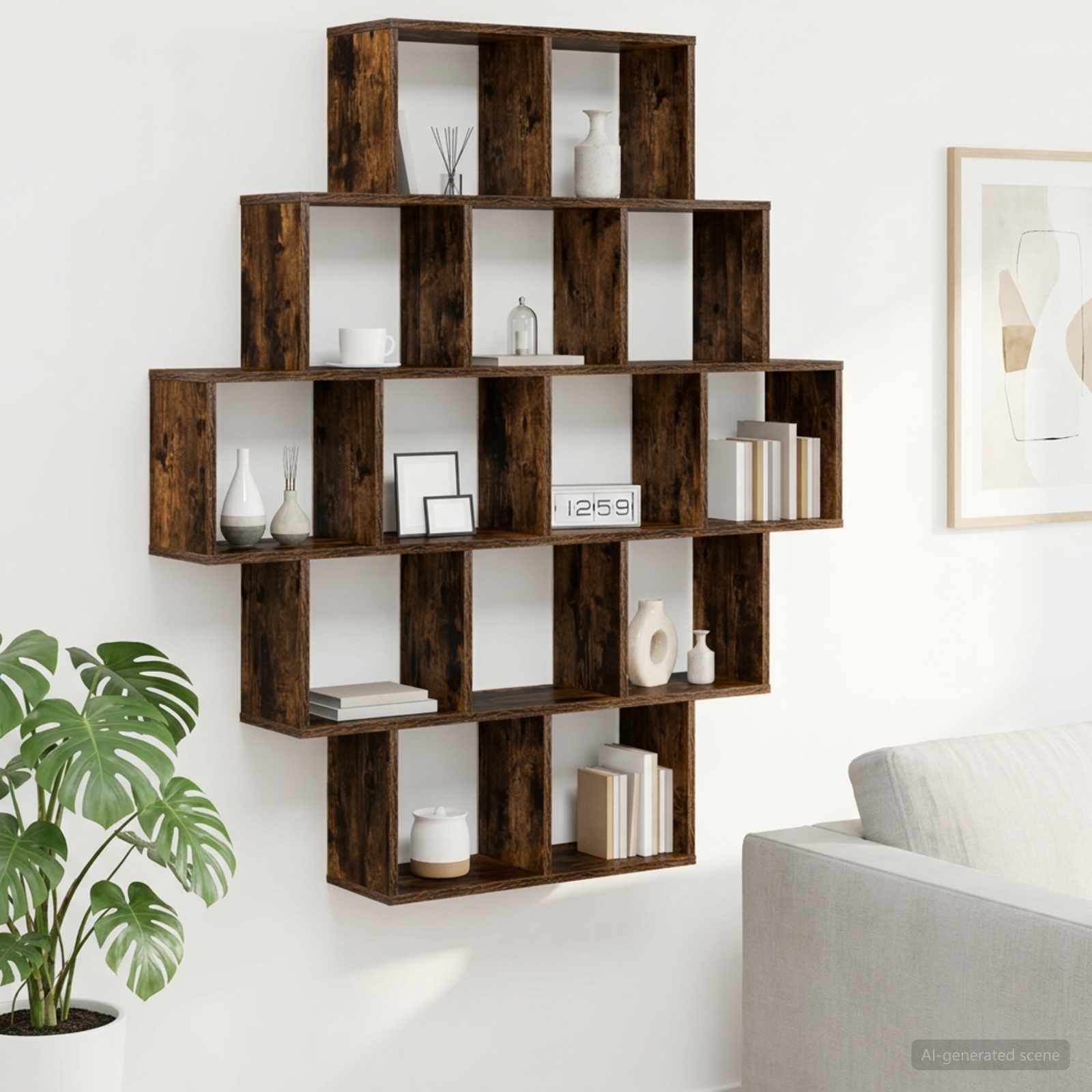 vidaXL Wandregal Raucheiche 120 x 20 x 136 cm Holzwerkstoff